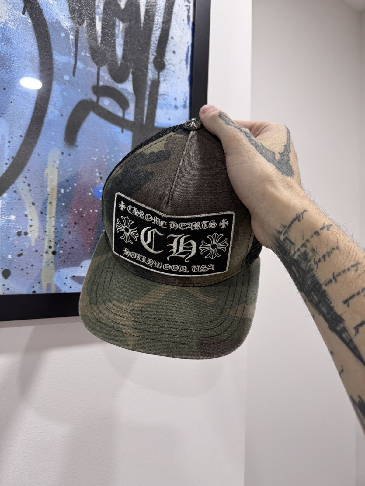 Chrome Hearts Chrome Hearts Rare Camo Trucker Hat Size ONE SIZE - 1 Thumbnail