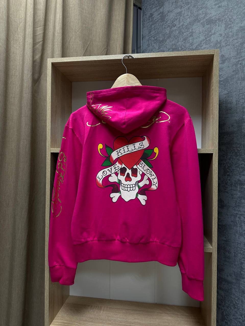 Christian Audigier × Ed Hardy × Vintage Vintage Ed Hardy Christian Audigier Women’s Pink Hoodie Size XL / US 12-14 / IT 48-50 - 14 Thumbnail