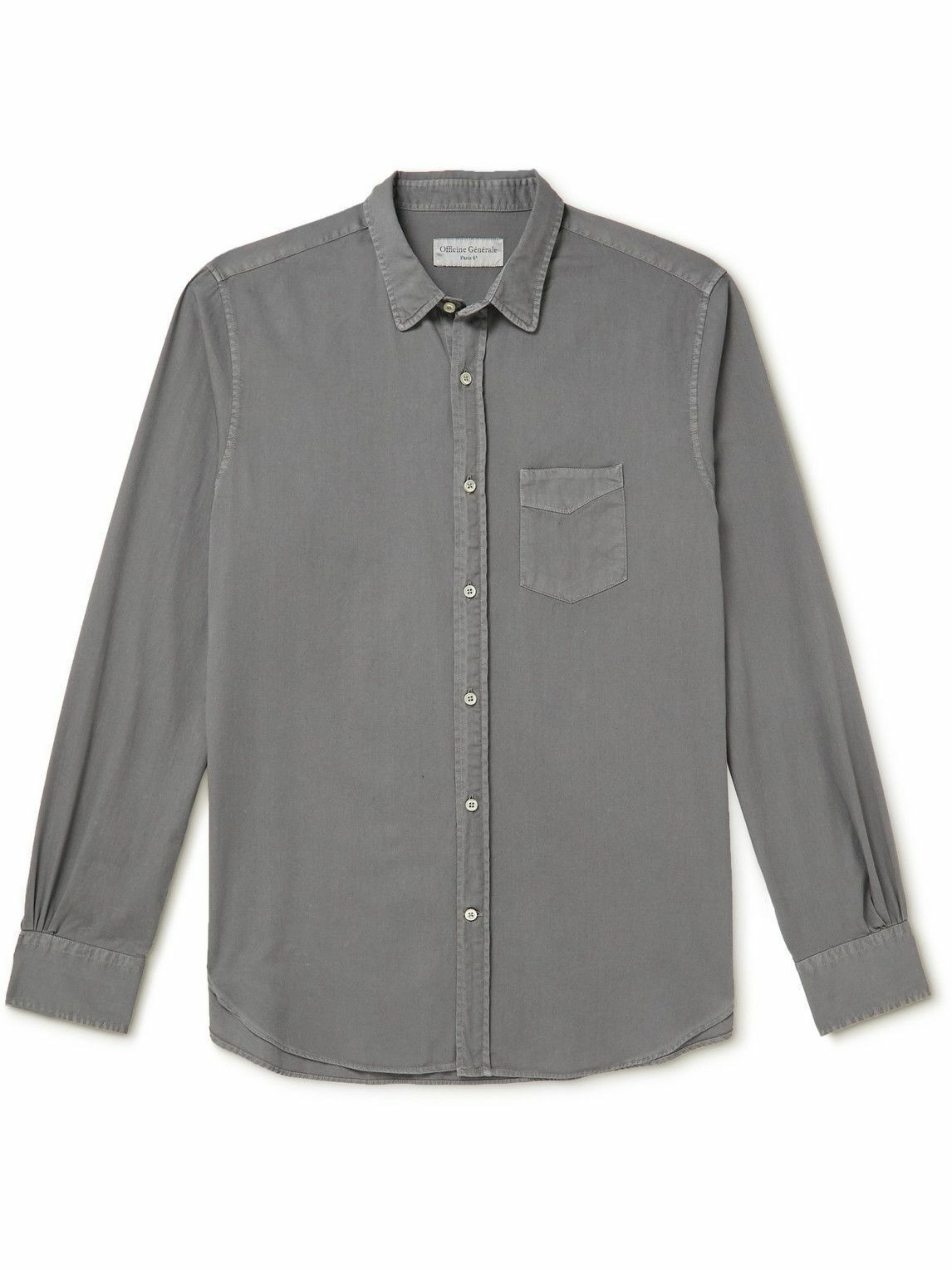 Officine Generale o1mle1025 Lipp Pigment Dye Cotton Twill Shirt in Gray Size US M / EU 48-50 / 2 - 1 Thumbnail