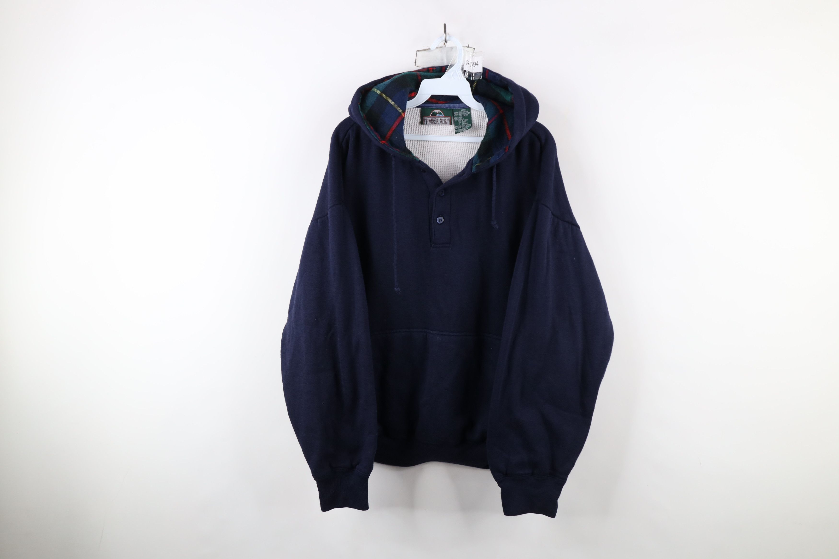 Vintage Vintage 90s Streetwear Wall Thermal Lined Henley Hoodie Blue Size US L / EU 52-54 / 3 - 1 Thumbnail