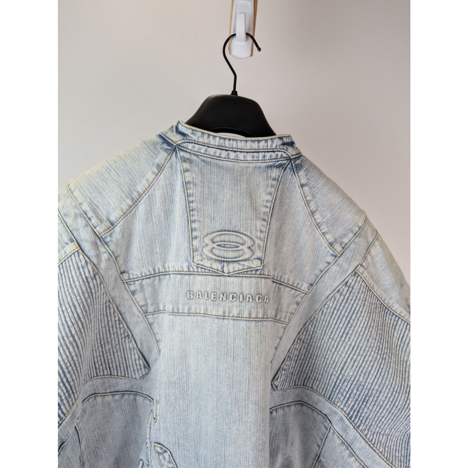 Balenciaga o1rshd1 Italian Indigo Ring Denim Racer Jacket Bleached Ring Size US XL / EU 56 / 4 - 17 Thumbnail