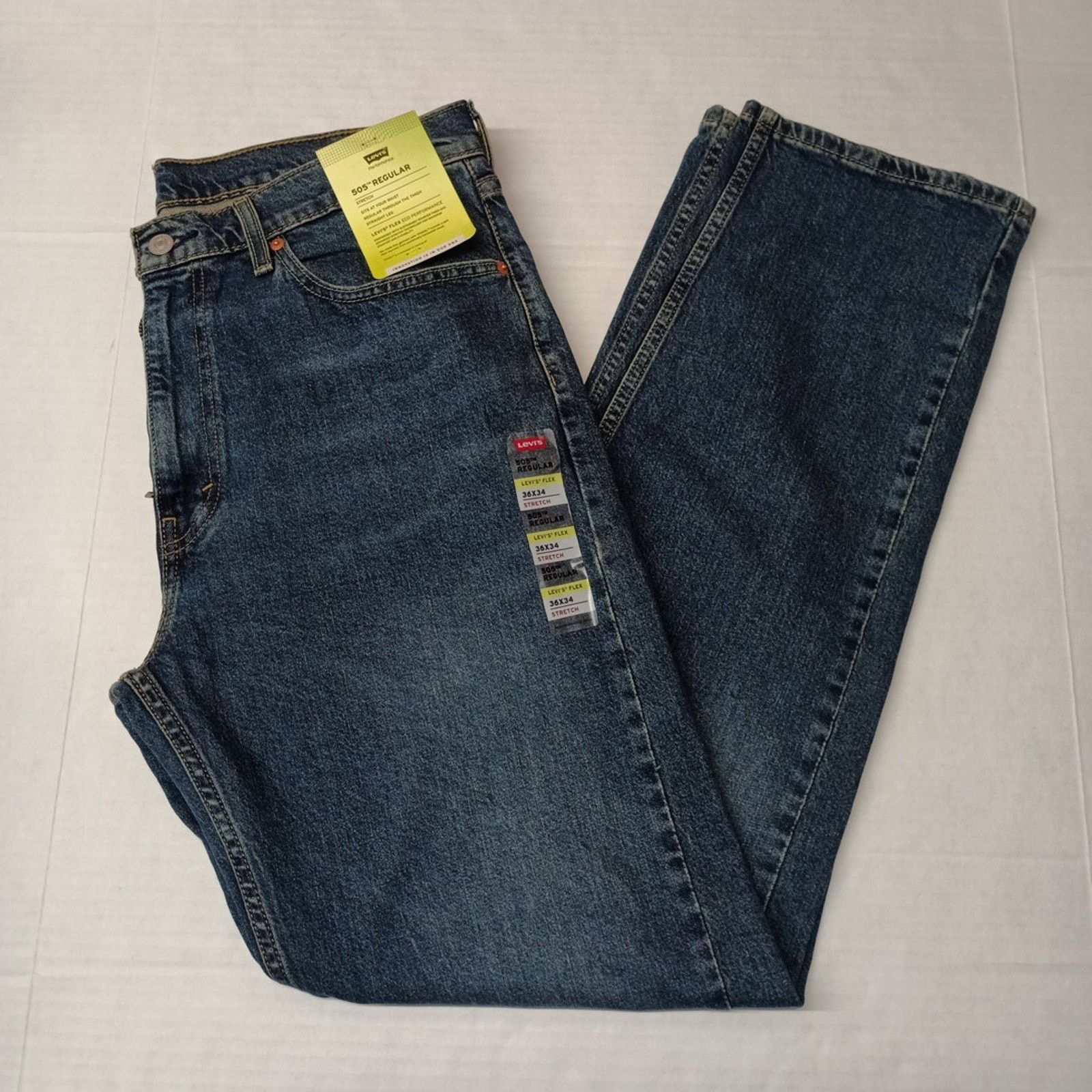 Levi's Levi's 505 Regular Jeans Men's 36x34 Blue Stretch Straight Size US 36 / EU 52 - 1 Thumbnail