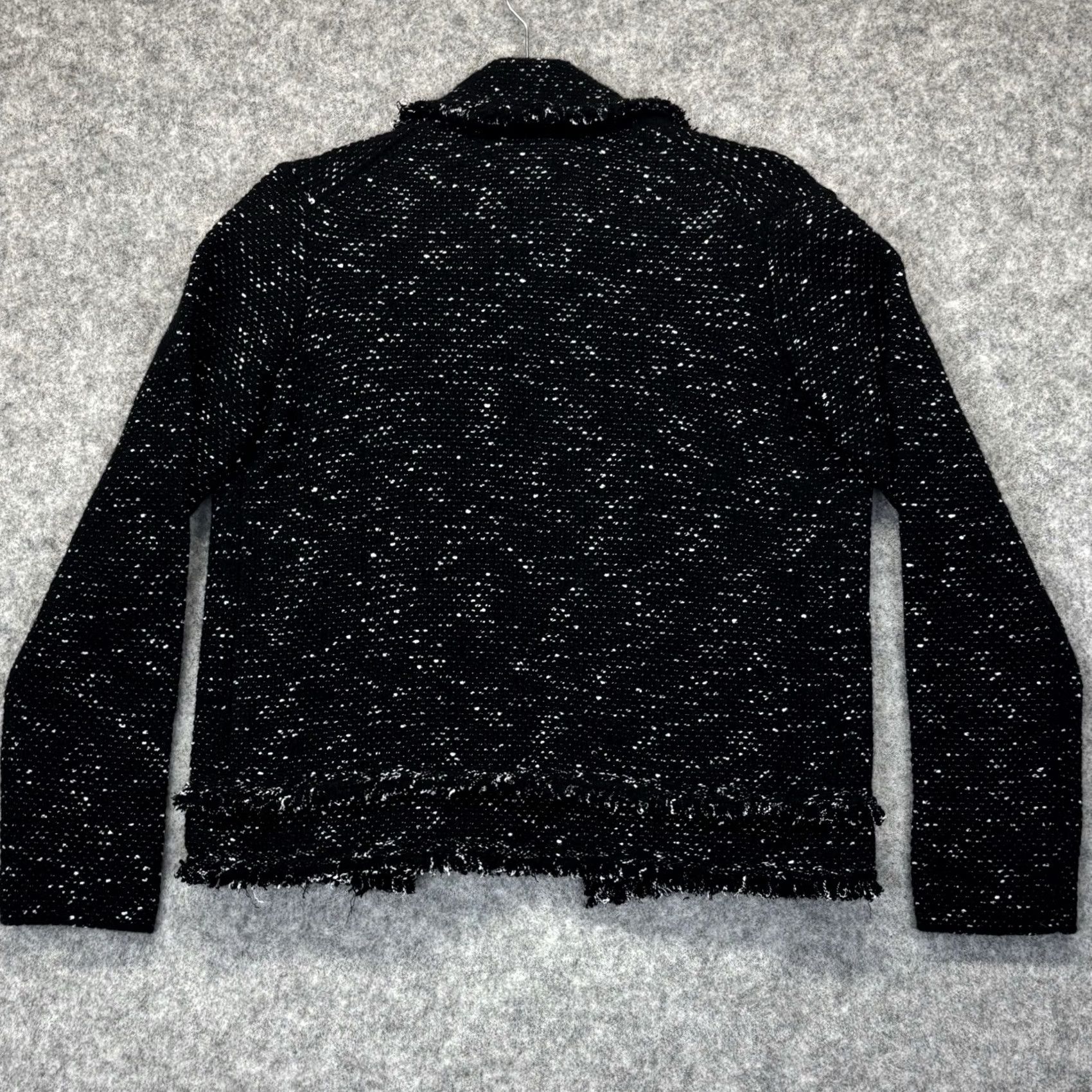 Massimo Dutti Massimo Dutti Jacket Women's Small Italian Yarn Knit Wool Cotton Polyamide Black White Open Front Long Sleeve VGC Size S / US 4 / IT 40 - 2 Thumbnail