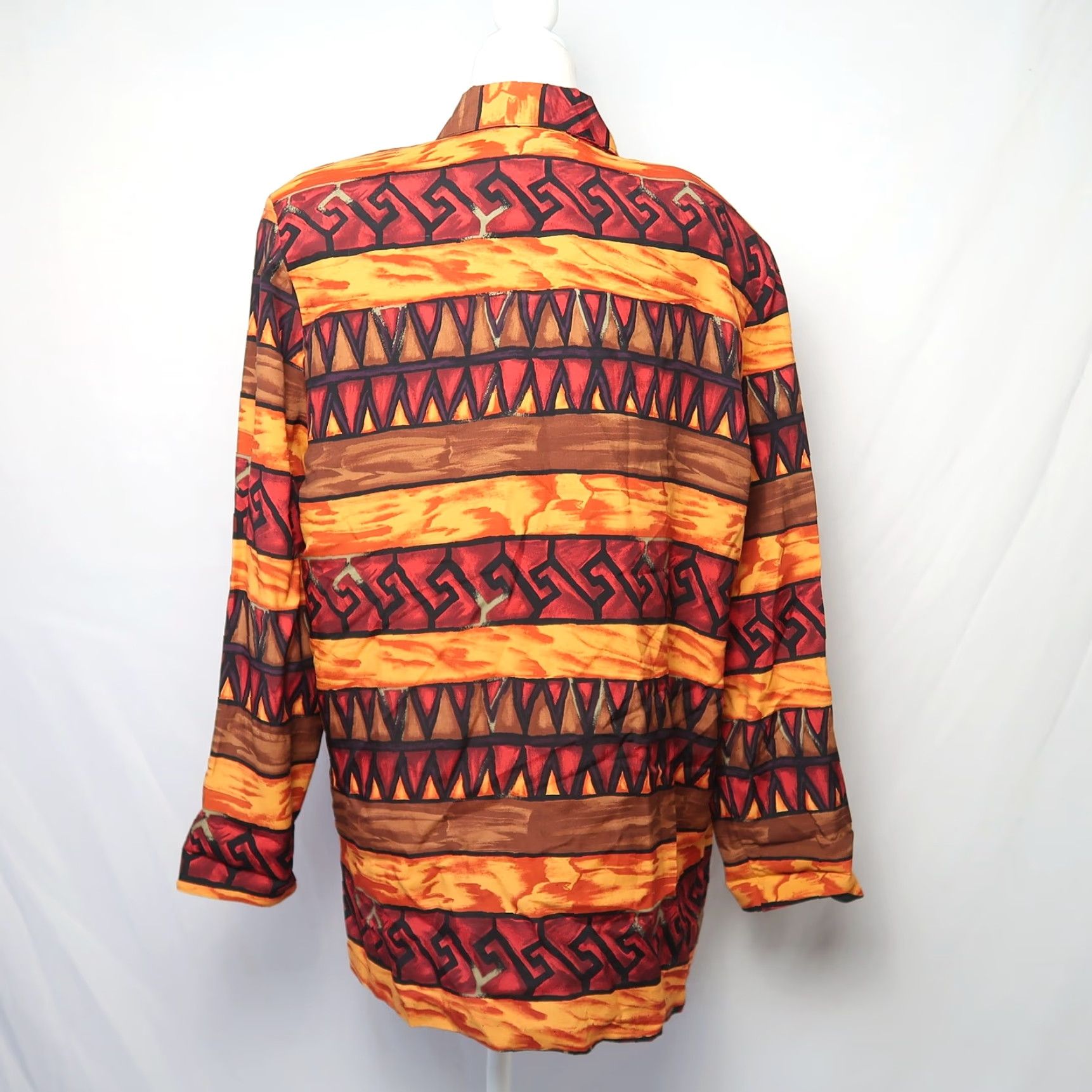 Vintage VINTAGE 80s orange brown geometric print blazer jacket Blazer Womens 10 Orange 80s Funky Arts & Crafts Size L / US 10 / IT 46 - 4 Thumbnail