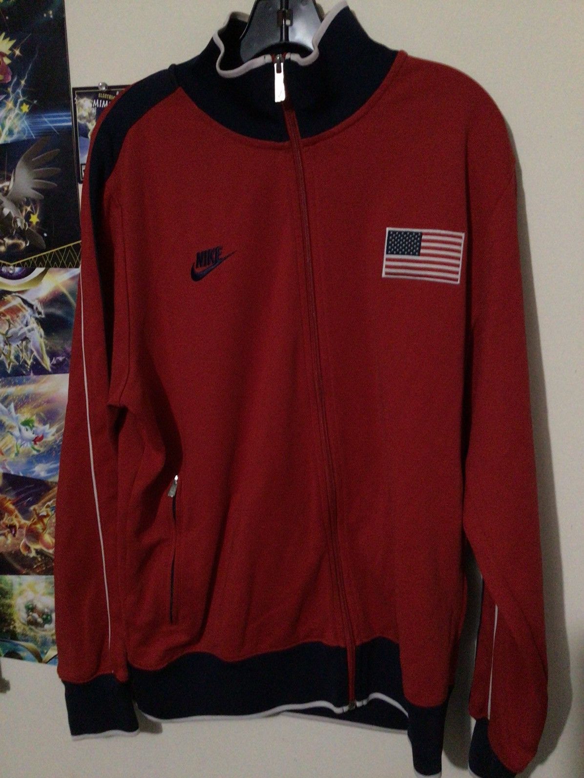 image of VTG Nike Usa Basketball Olympic Track Jacket Dream Team XL in Red White Blue, Men's