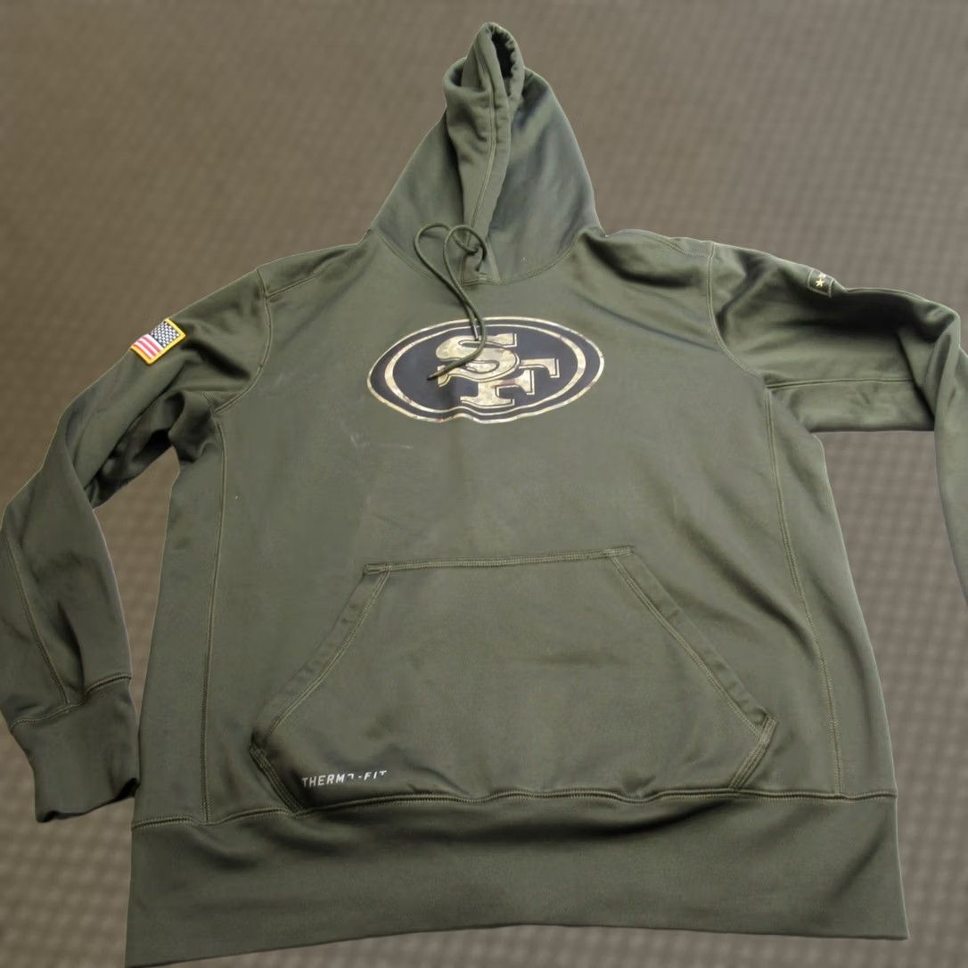 Nike VINTAGE Salute To Service San Francisco 49ers Hoodie Men Large Nike NFL Green Therma-FIT Size US L / EU 52-54 / 3 - 1 Thumbnail