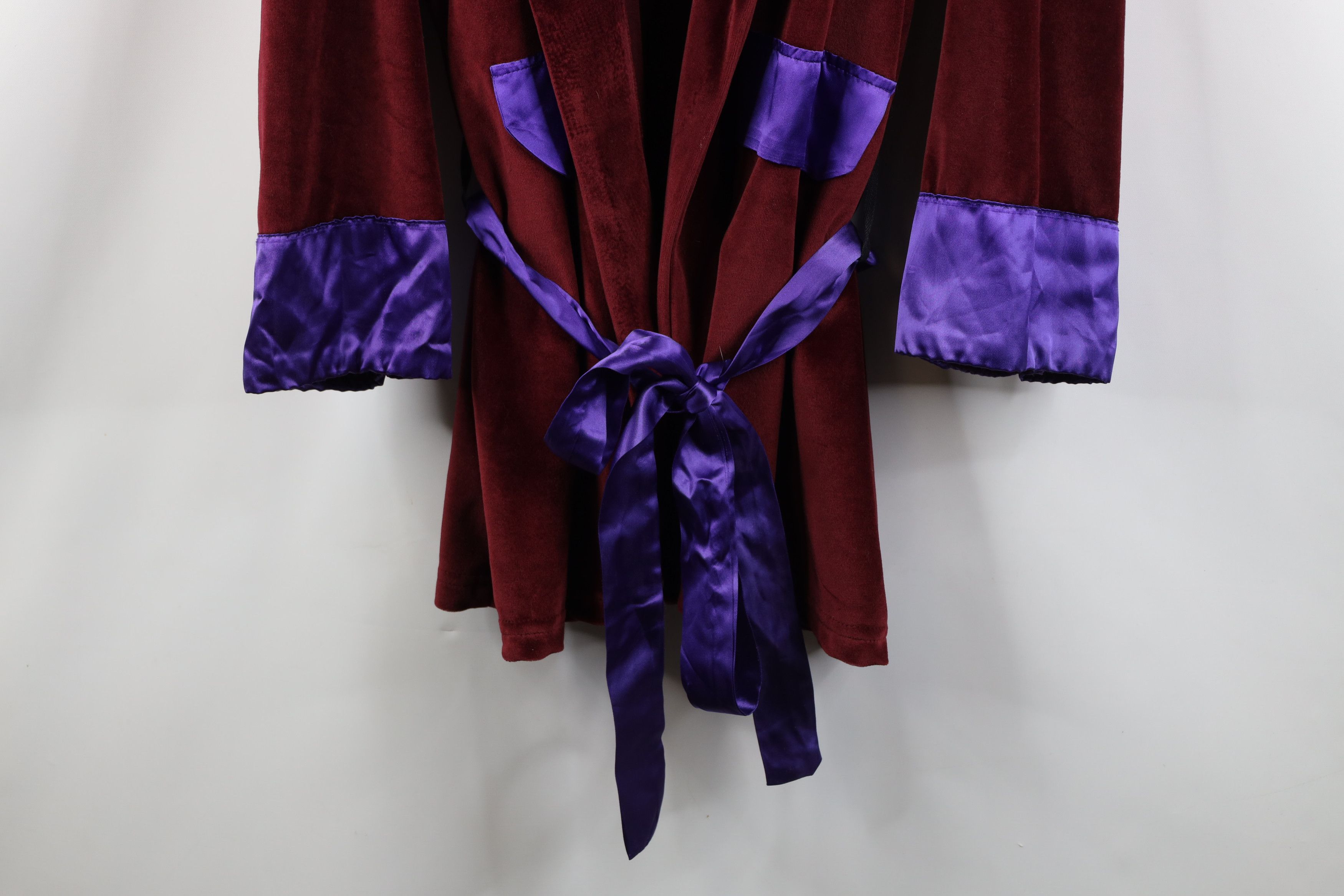 Vintage Vintage 90s Streetwear Satin Trim Smoking Jacket Robe Red Size US L / EU 52-54 / 3 - 3 Thumbnail