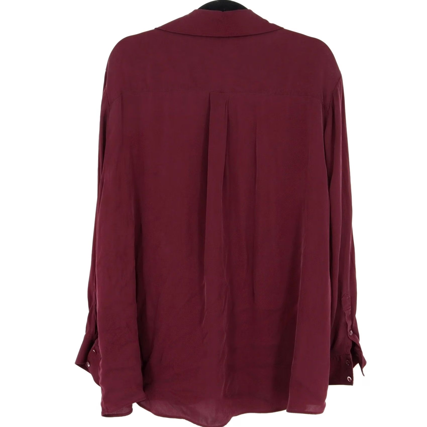 Quince Quince Womens Plus Size 3X Blouse Wine Stretch Silk Collared Button Size XXL / US 16-18 / IT 52-54 - 4 Thumbnail