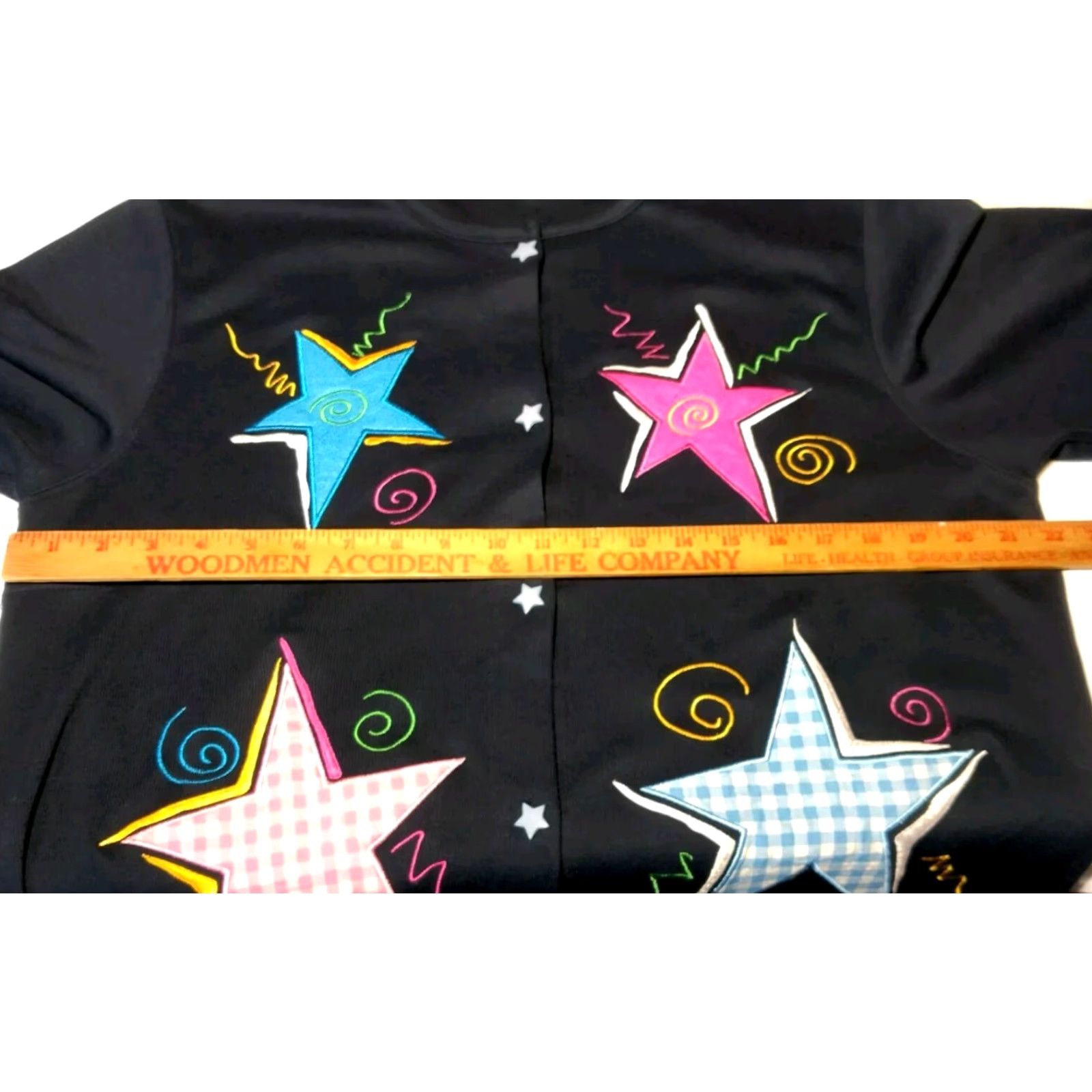 Vintage VINTAGE Onque Casuals Shirt Large Knit Cardigan Star Button Gingham Stars Artsy Size L / US 10 / IT 46 - 3 Thumbnail