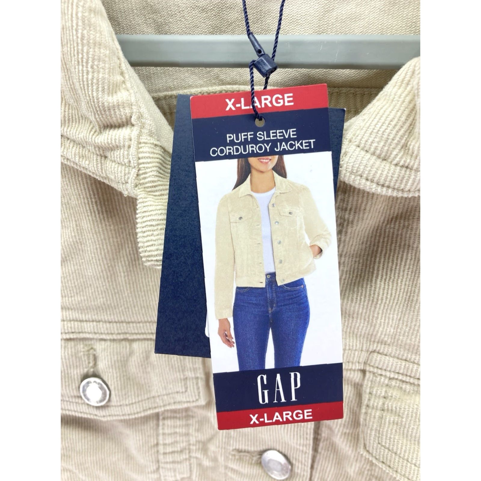 Gap VINTAGE Gap Corduroy Jacket Women XL Beige Button Puff Sleeve Stretch Cotton NWT Size XL / US 12-14 / IT 48-50 - 4 Thumbnail