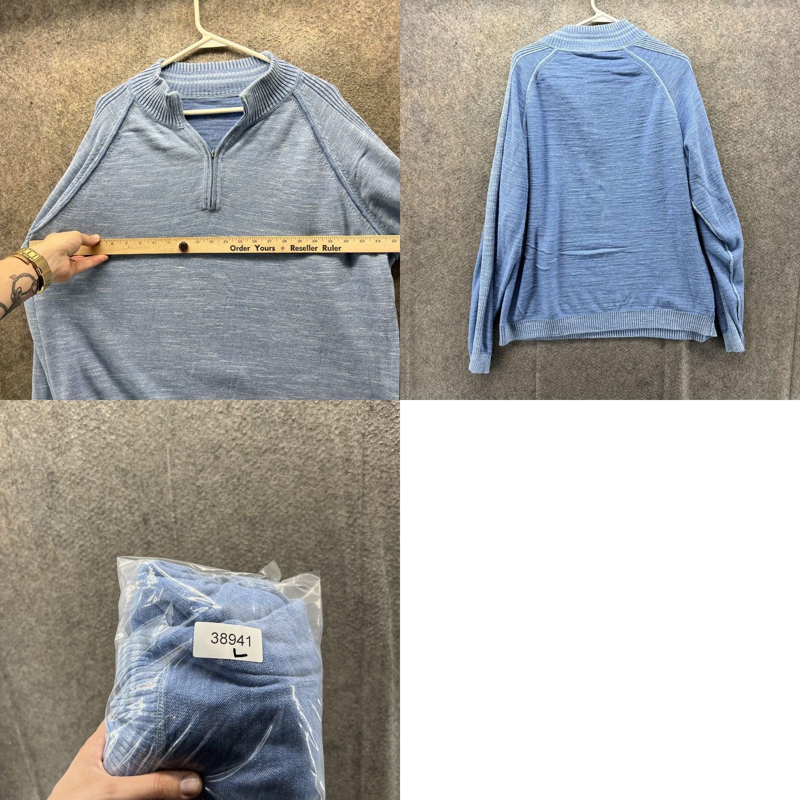 Tommy Bahama VINTAGE Tommy Bahama Sweater Mens L Blue 1/4 Zip Mock Neck Pullover Knit Reversible Size US L / EU 52-54 / 3 - 8 Thumbnail