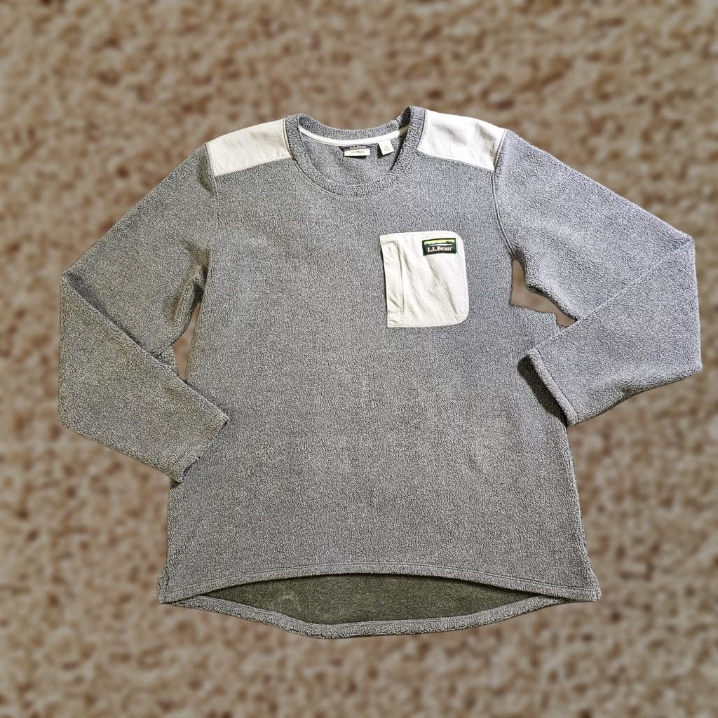 Vintage .L. Bean Top Sweater Women Large Gray Sherpa Crew Neck Long Outdoor Cozy - Size L / US 10 / IT 46 - 1 Thumbnail