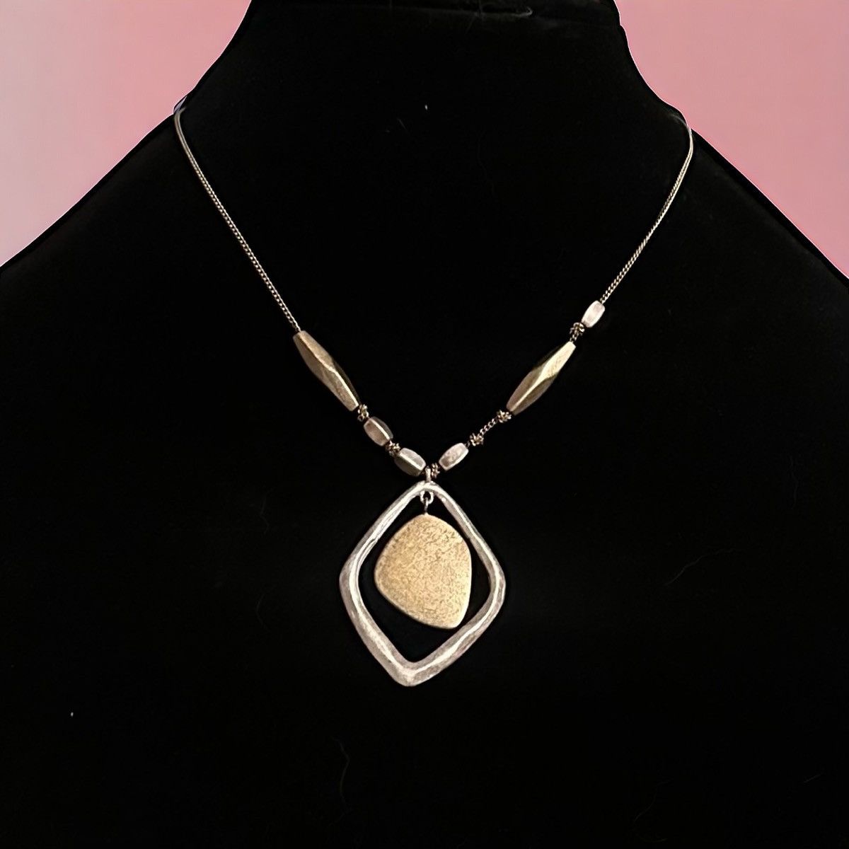 Kenneth Cole Kenneth Cole two tone asymmetrical drop pendant necklace Size ONE SIZE - 1 Thumbnail