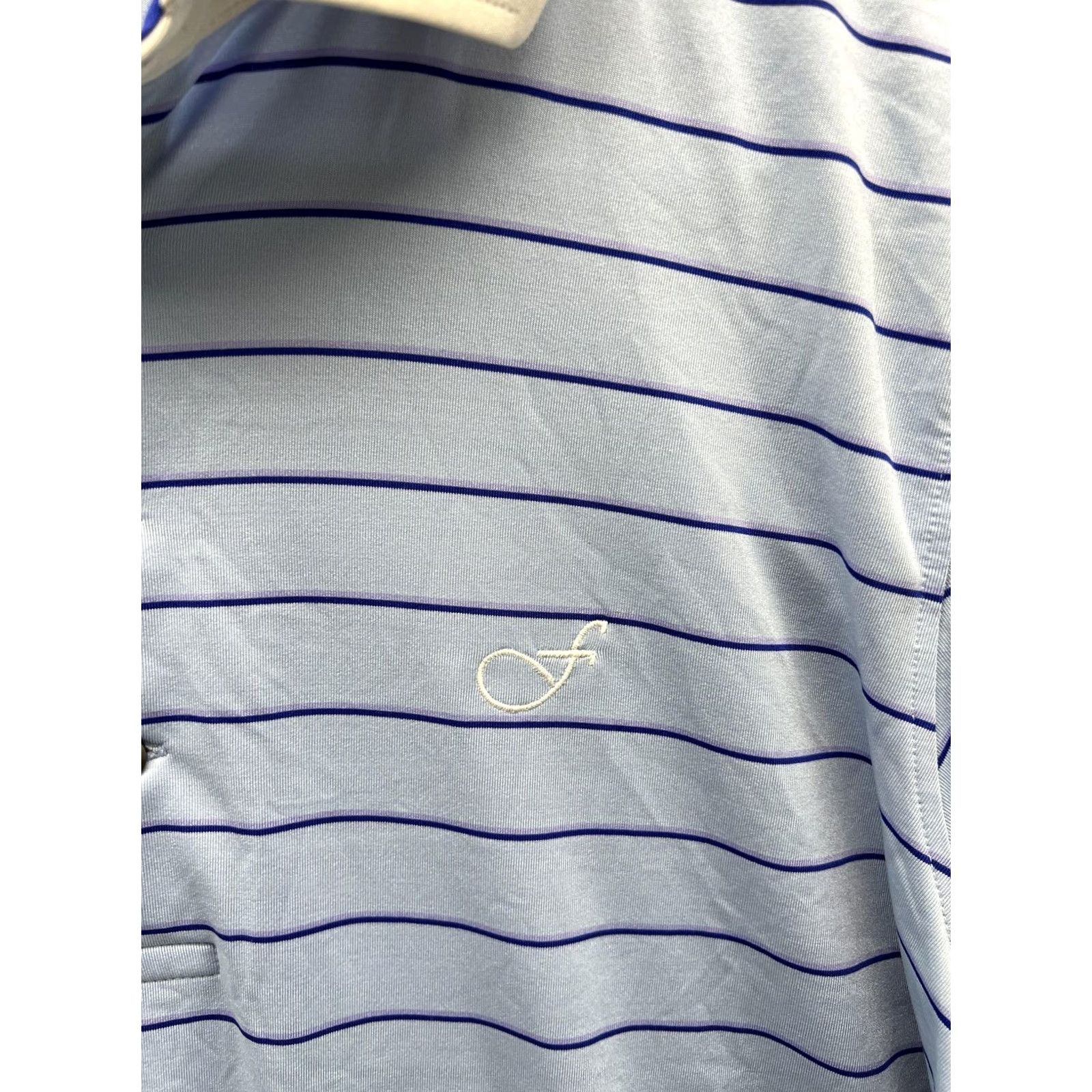 Vintage Greyson Polo Shirt Mens Large Blue Stripe Golf Performance Stretch Short Sleeve Size US L / EU 52-54 / 3 - 7 Thumbnail