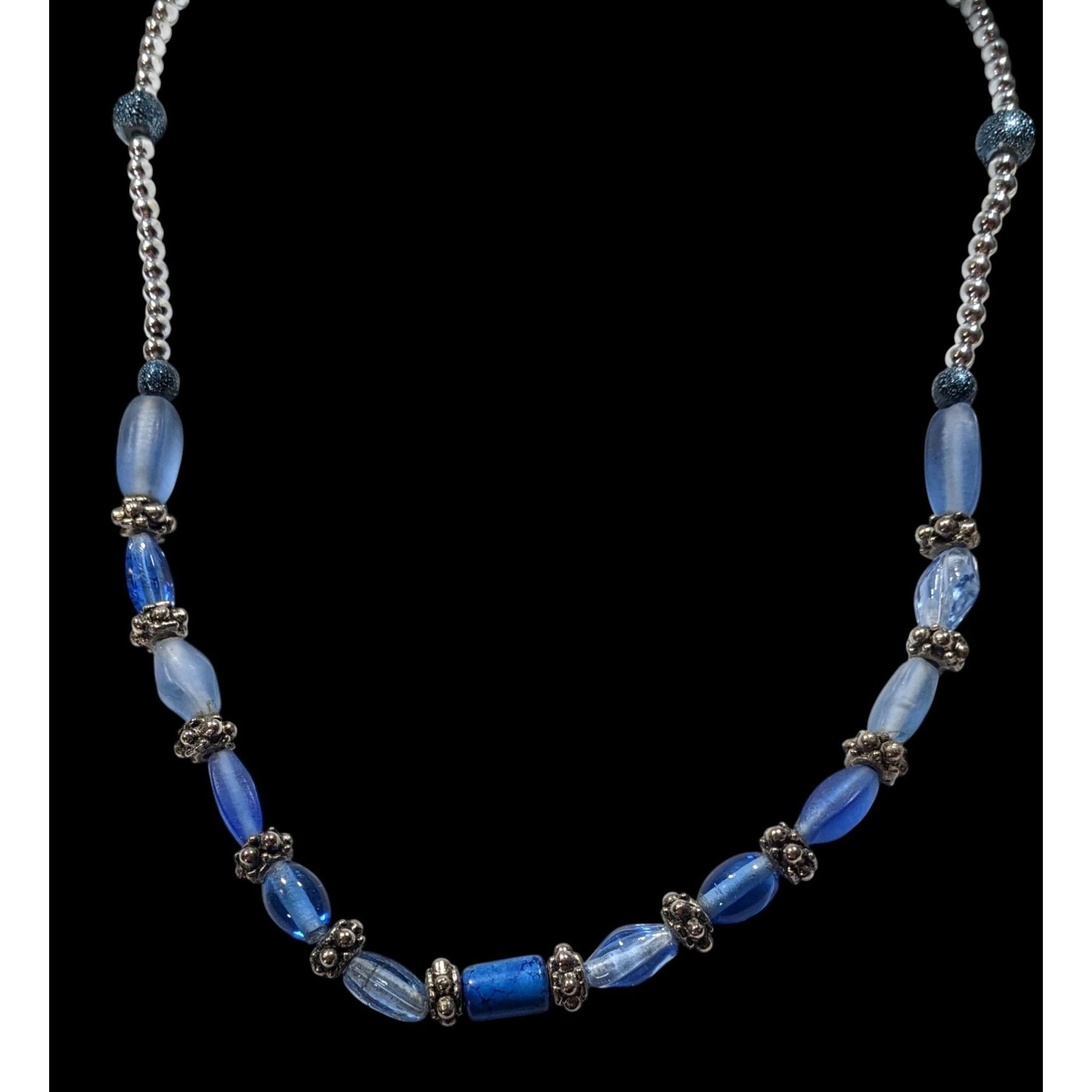 Other Beachy Blue Glass And Silver Tone Beaded Necklace Size ONE SIZE - 2 Thumbnail