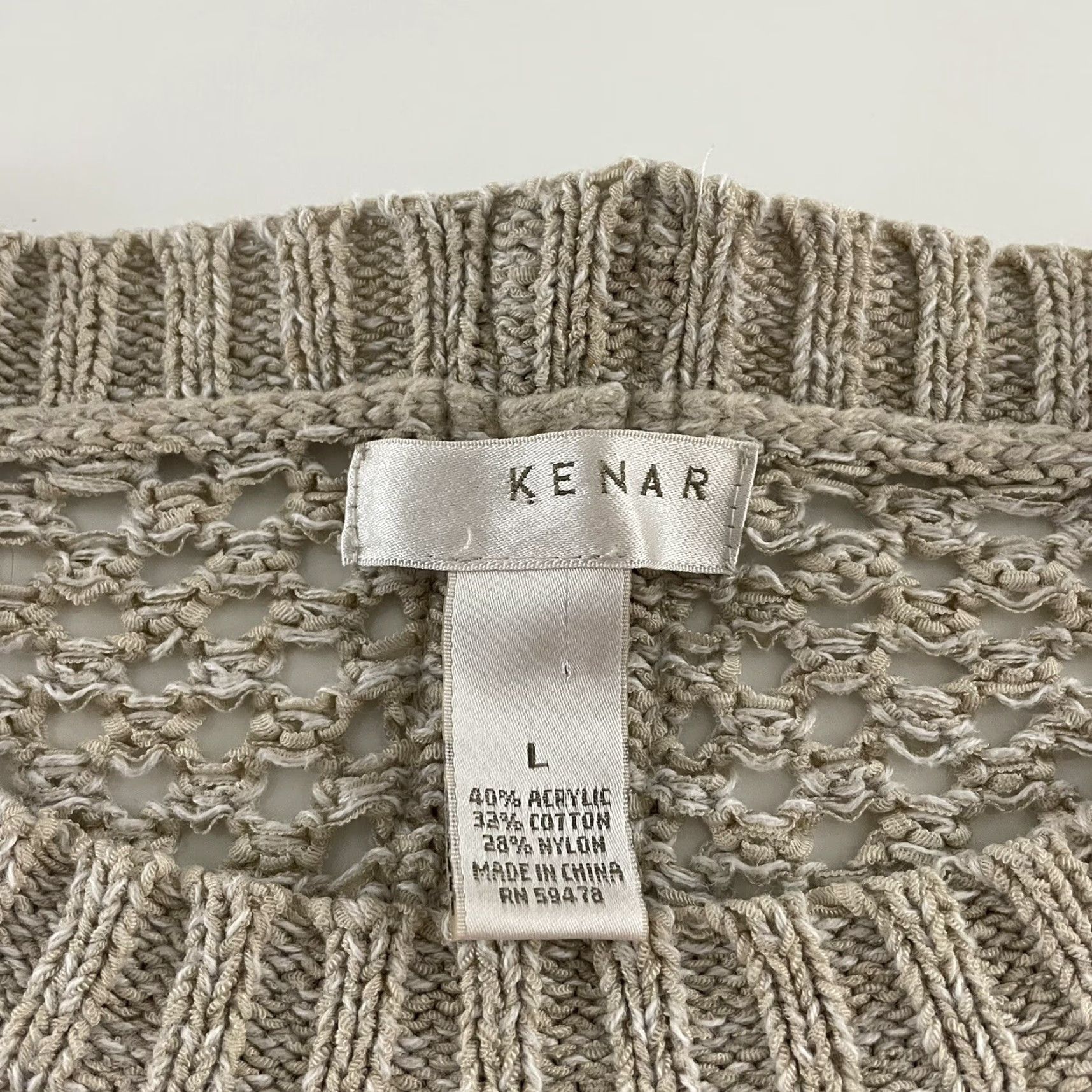 Vintage Kenar Pullover 3/4 Sleeve Beige Beige Acrylic Knit Sweater Women L Knit Pullover Size L / US 10 / IT 46 - 2 Thumbnail