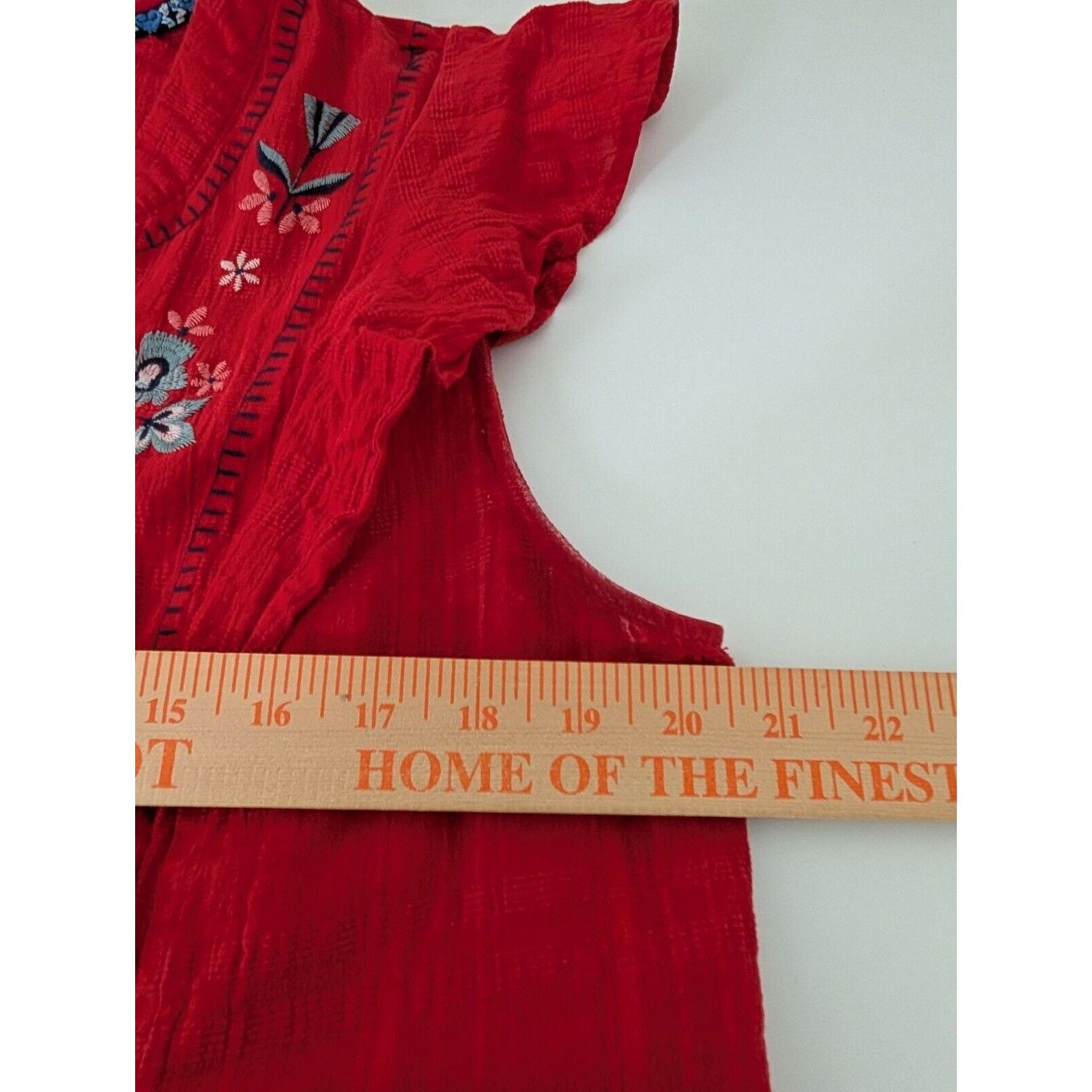 Designer Knox Rose Embroidered Floral Dress Womens Size XL Red Ruffle Size XL / US 12-14 / IT 48-50 - 12 Thumbnail