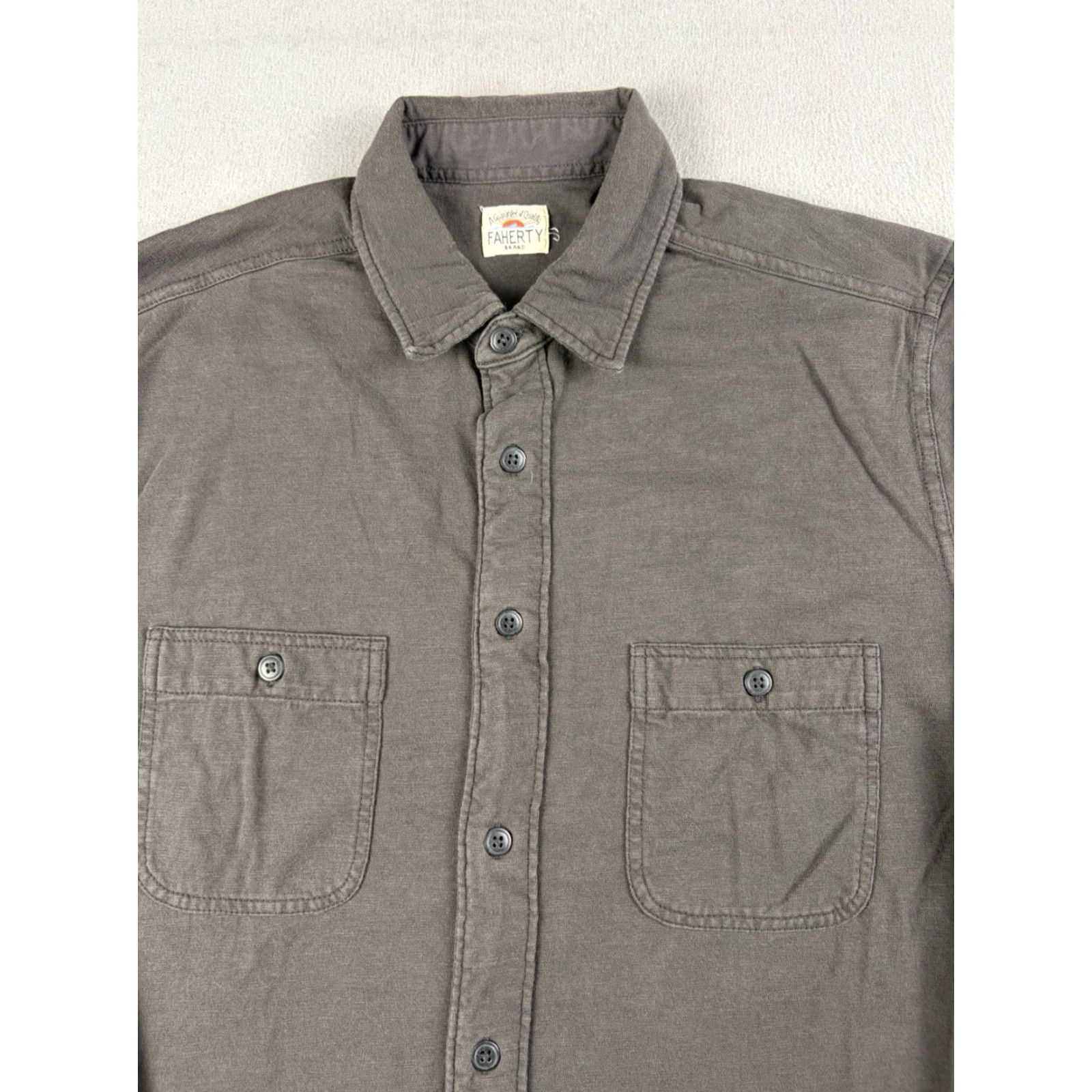 Faherty Faherty Shirt Men’s Medium Green Gray Button-Up Long Sleeve Organic Cotton Size US M / EU 48-50 / 2 - 2 Thumbnail