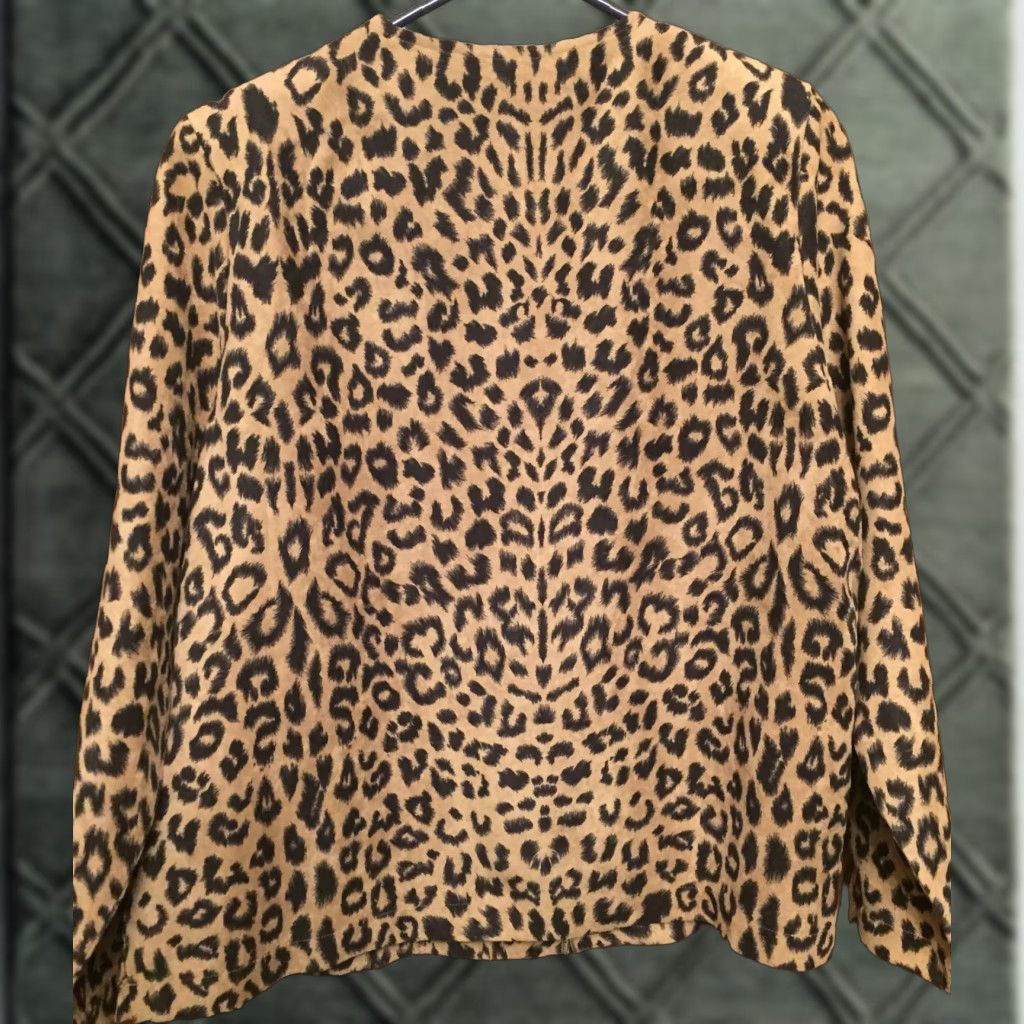 Vintage VINTAGE Leopard Jacket Womens 12 L Large TIGER Animal Print Full Zip Cathy Daniels Blouse Long Sleeve Brown Womens Shirt Shirt Size XL / US 12-14 / IT 48-50 - 1 Thumbnail