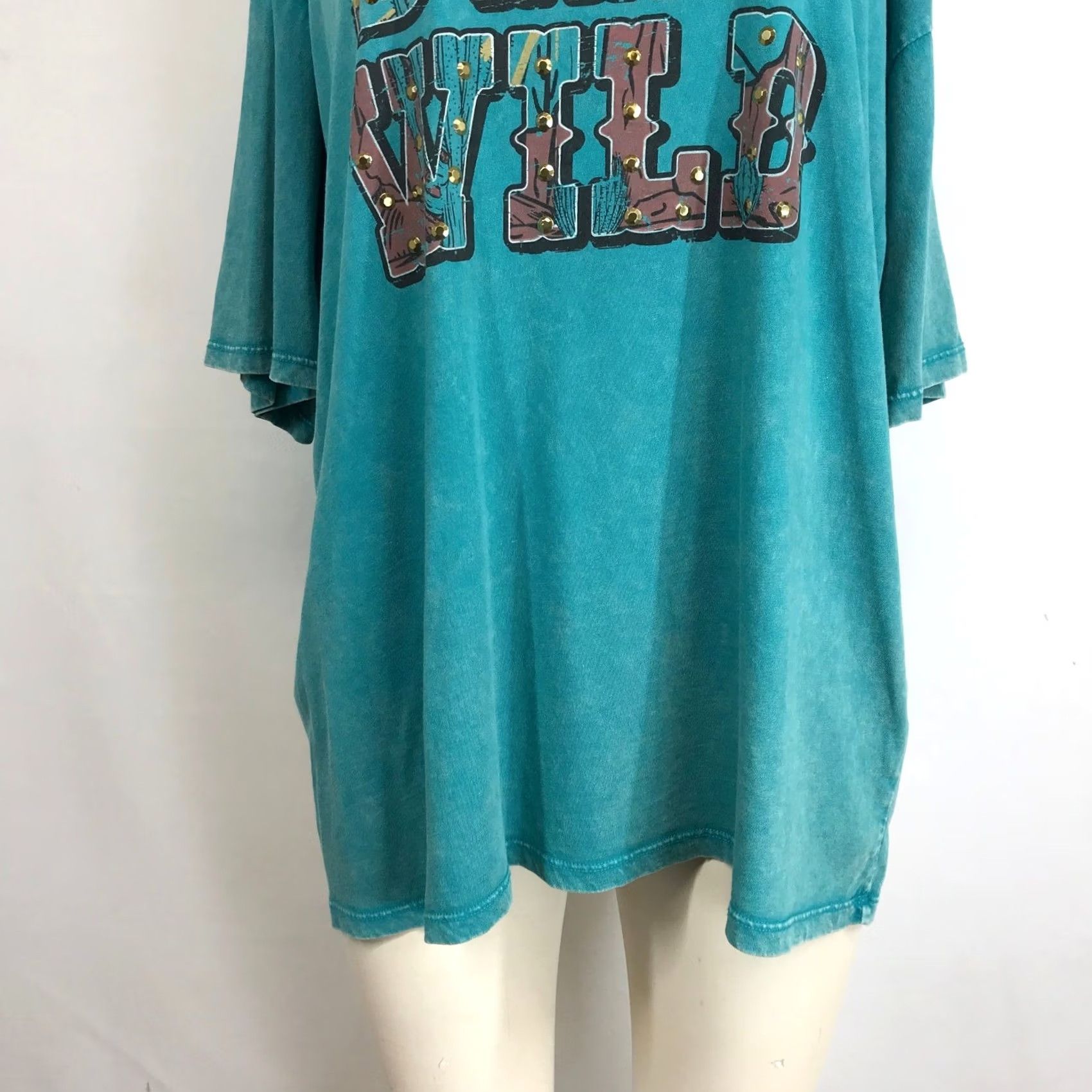 Vintage VINTAGE Rock & Roll Denim Turquoise Graphic Tee Stay Wild Oversized XL Size XL / US 12-14 / IT 48-50 - 3 Thumbnail