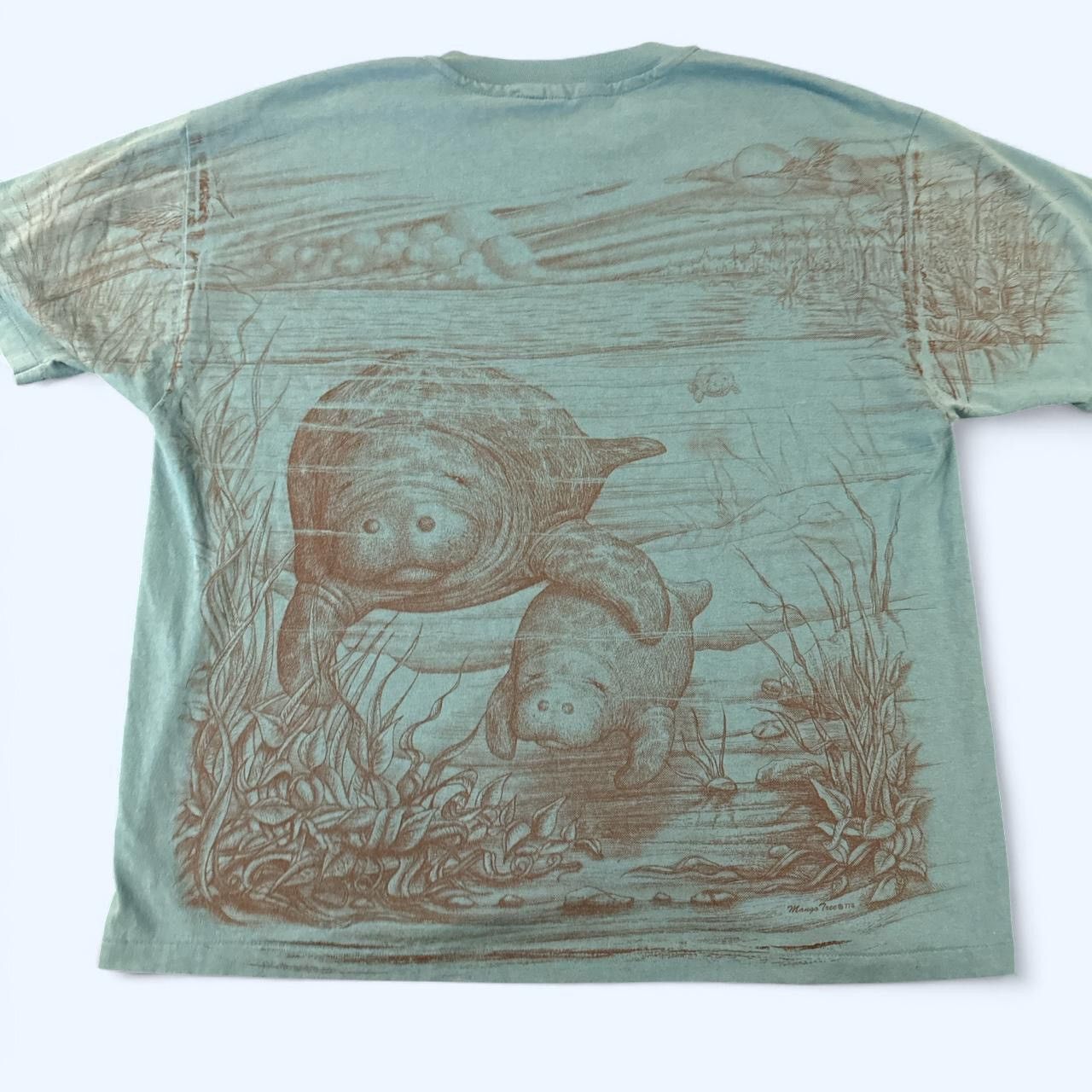 Other Vintage Single Stitch Manatee All Over Print Nature T Size US XL / EU 56 / 4 - 2 Thumbnail