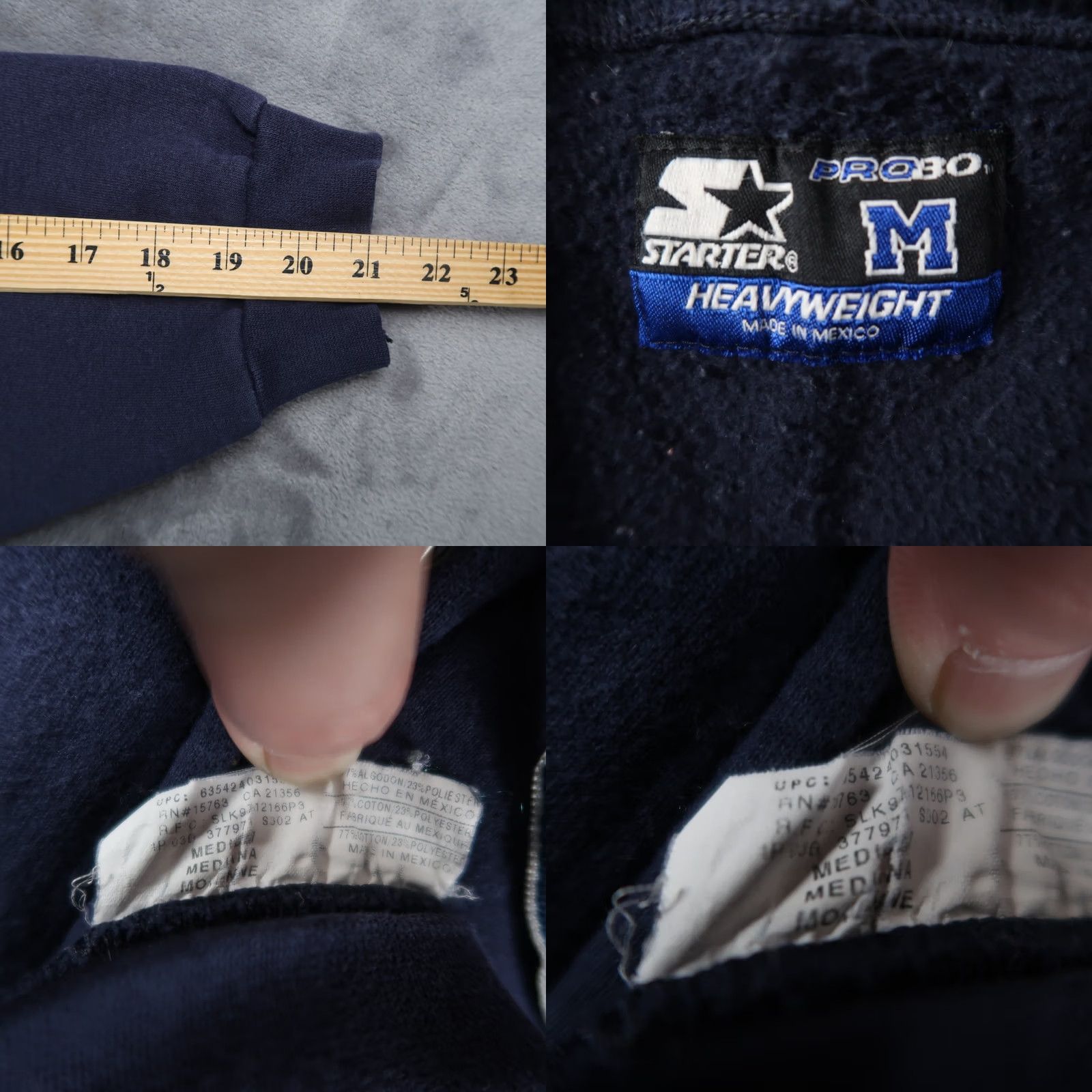 Starter VINTAGE Starter Hoodie M Blue 90s Sports Full Zip Logo Crew Neck Men Size US M / EU 48-50 / 2 - 8 Thumbnail
