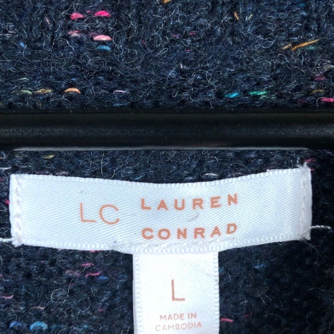 Vintage Lauren Conrad Womens Sweater Blue Multi Wool Blend Long Sleeve Crew Large Size L / US 10 / IT 46 - 4 Thumbnail