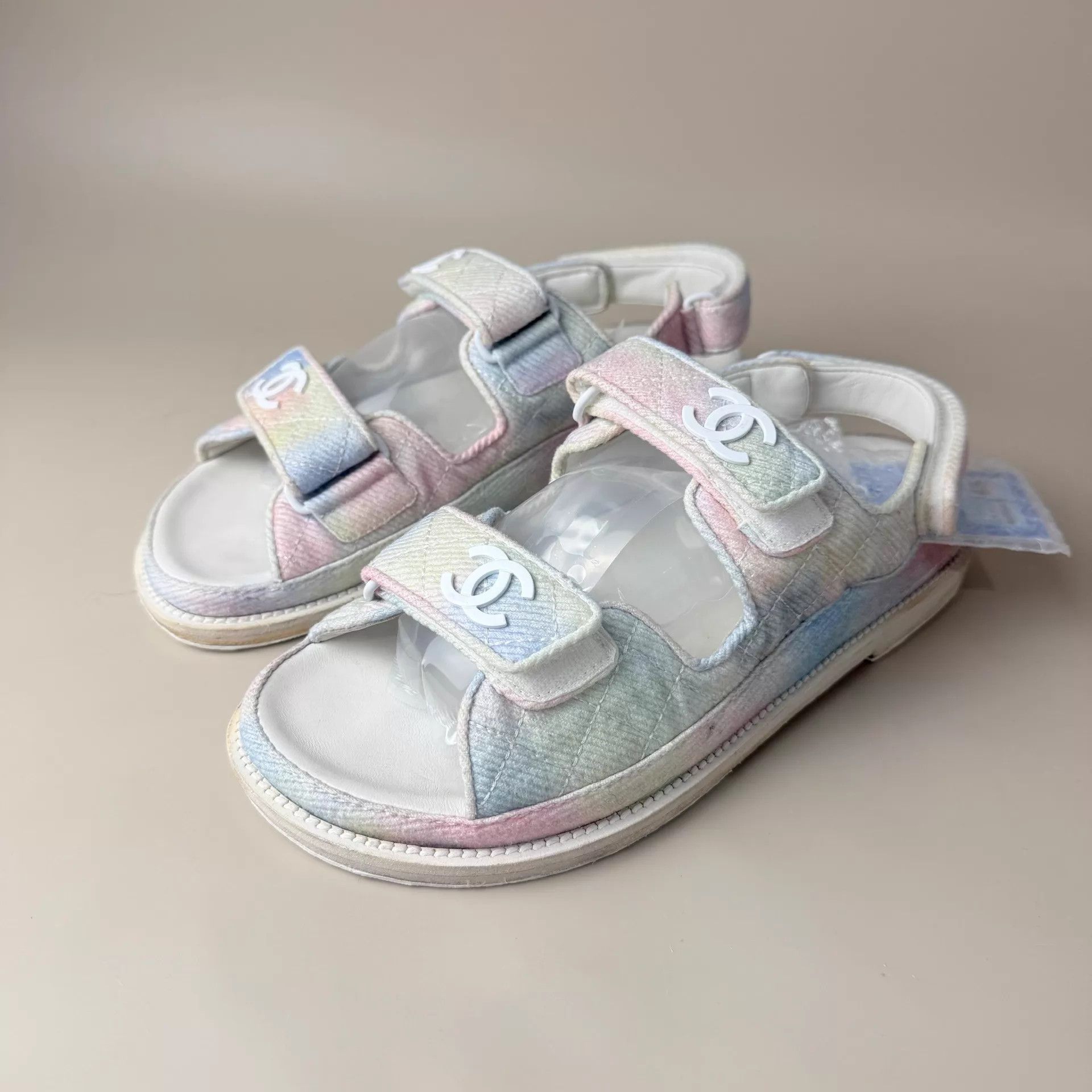 Chanel CHANEL women's iridescent rainbow velcro sandals 38 99 New Size US 7.5 / IT 37.5 - 1 Thumbnail