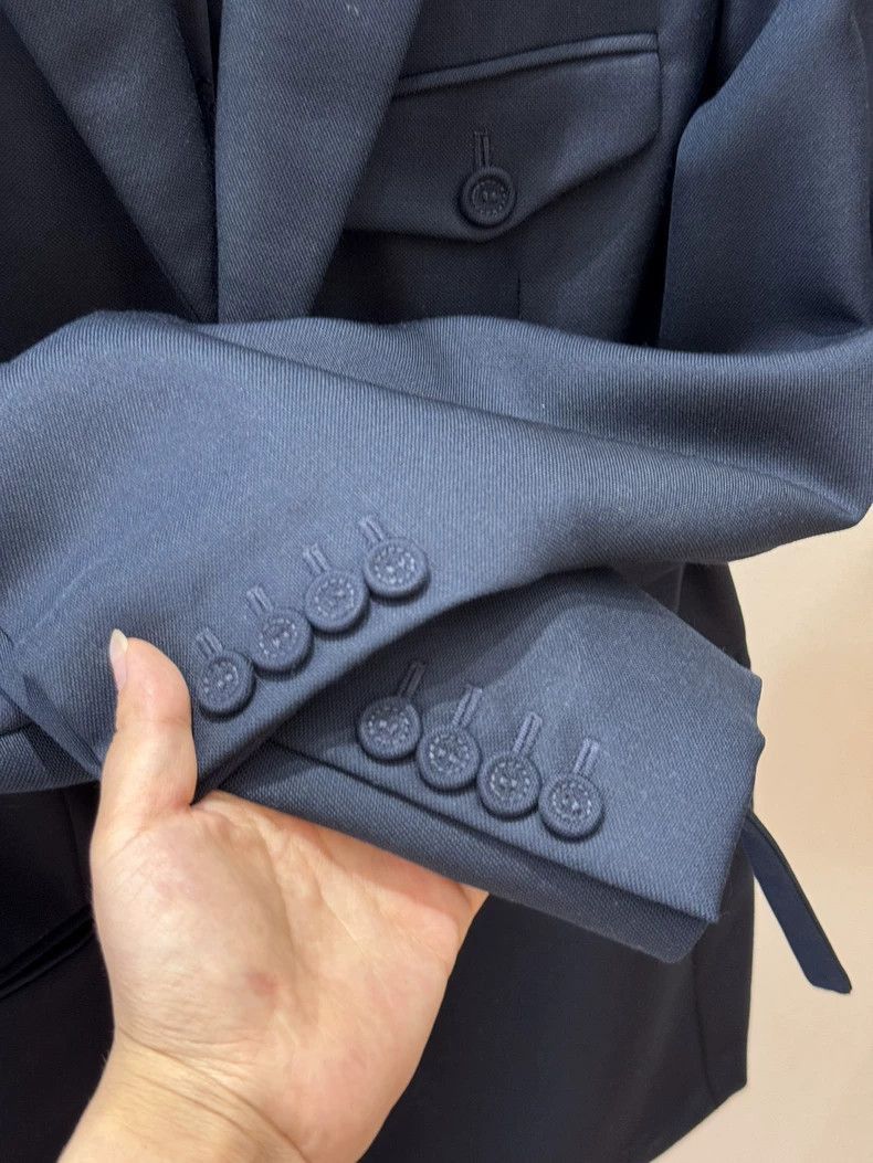 Dior Dior Dior Dark Blue Suit Jacket with Belt Design-2507 Size US L / EU 52-54 / 3 - 8 Thumbnail