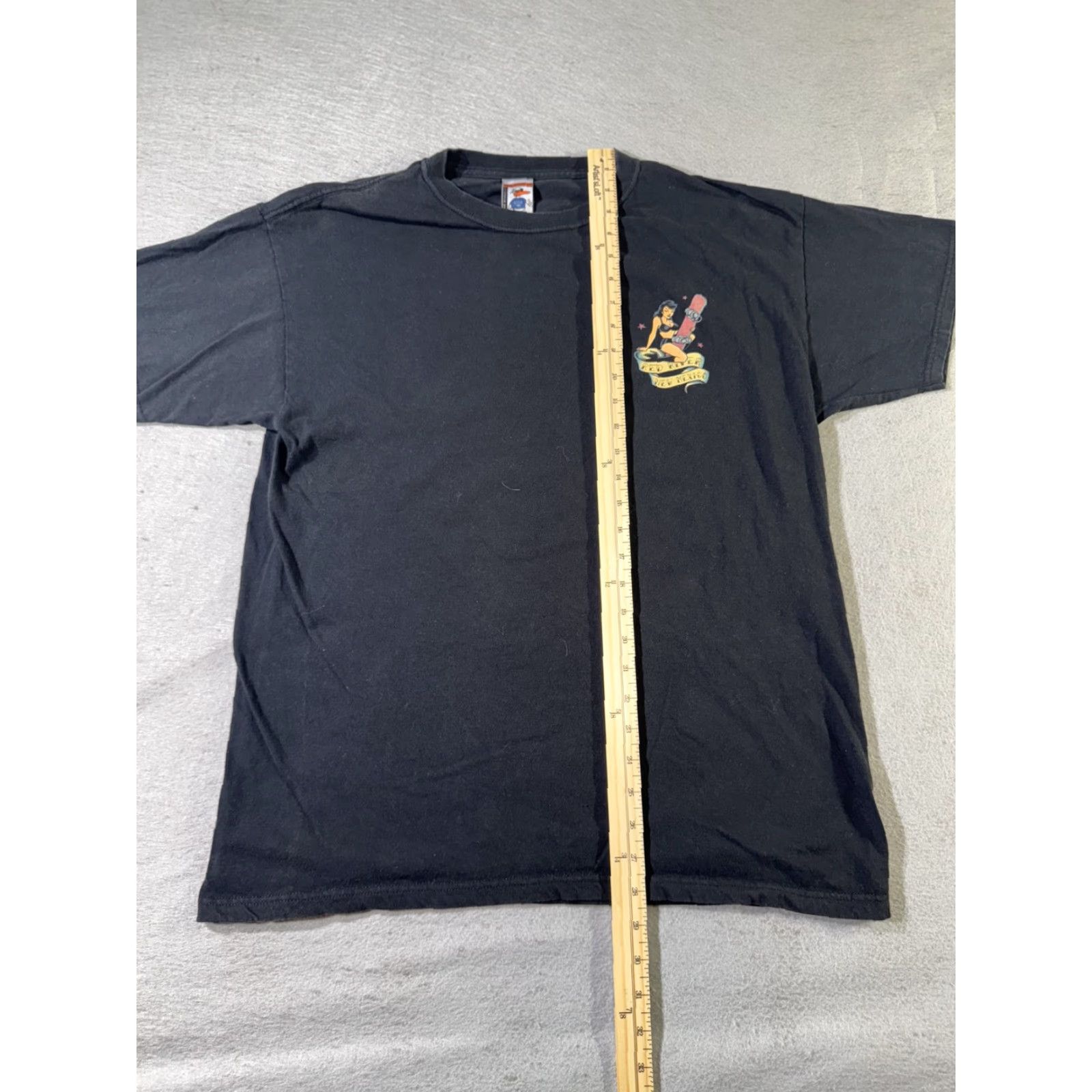 CO The Duck Co Red River Shirt Mens L Black New Mexico Graphic Tee VTG Pinup Rockabilly Snowboard Y2K Size US L / EU 52-54 / 3 - 7 Thumbnail