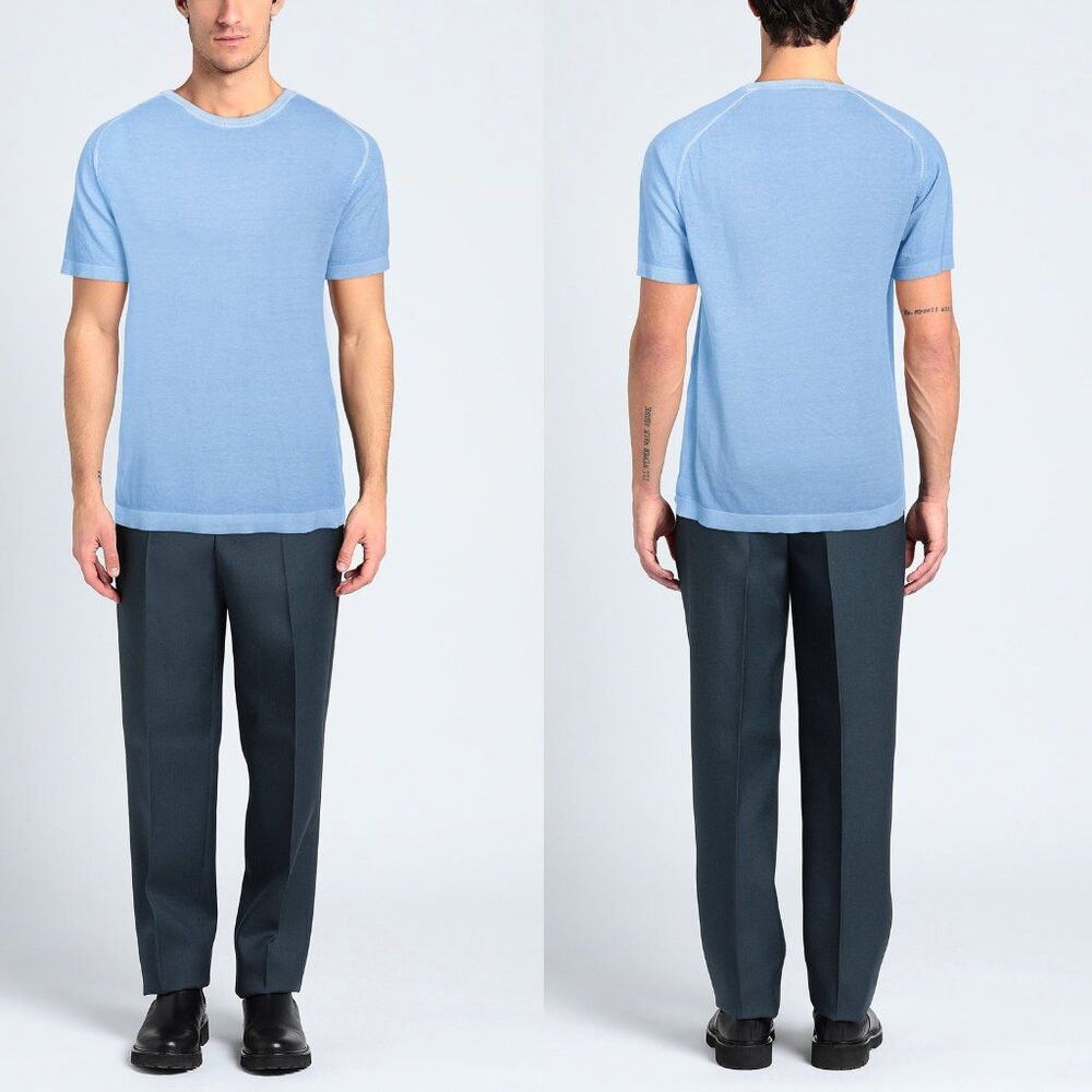 Other NWT New Diktat Sky Blue Knit Short Sleeve Cotton Top Made I Size US XL / EU 56 / 4 - 1 Thumbnail