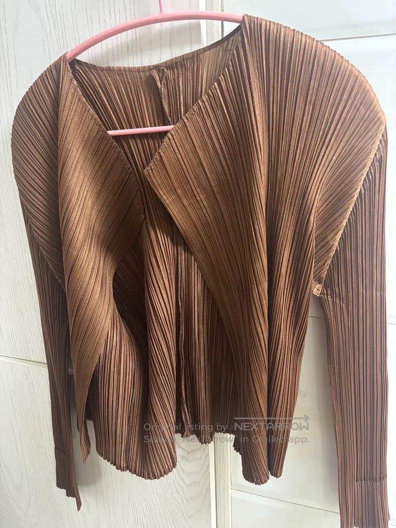 Issey Miyake Issey Miyake Brown Short Cardigan Size L / US 10 / IT 46 - 6 Thumbnail