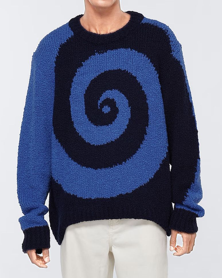 image of The Elder Statesman Vortex Cashmere Sweater in Black/Blue, Men's (Size XL)