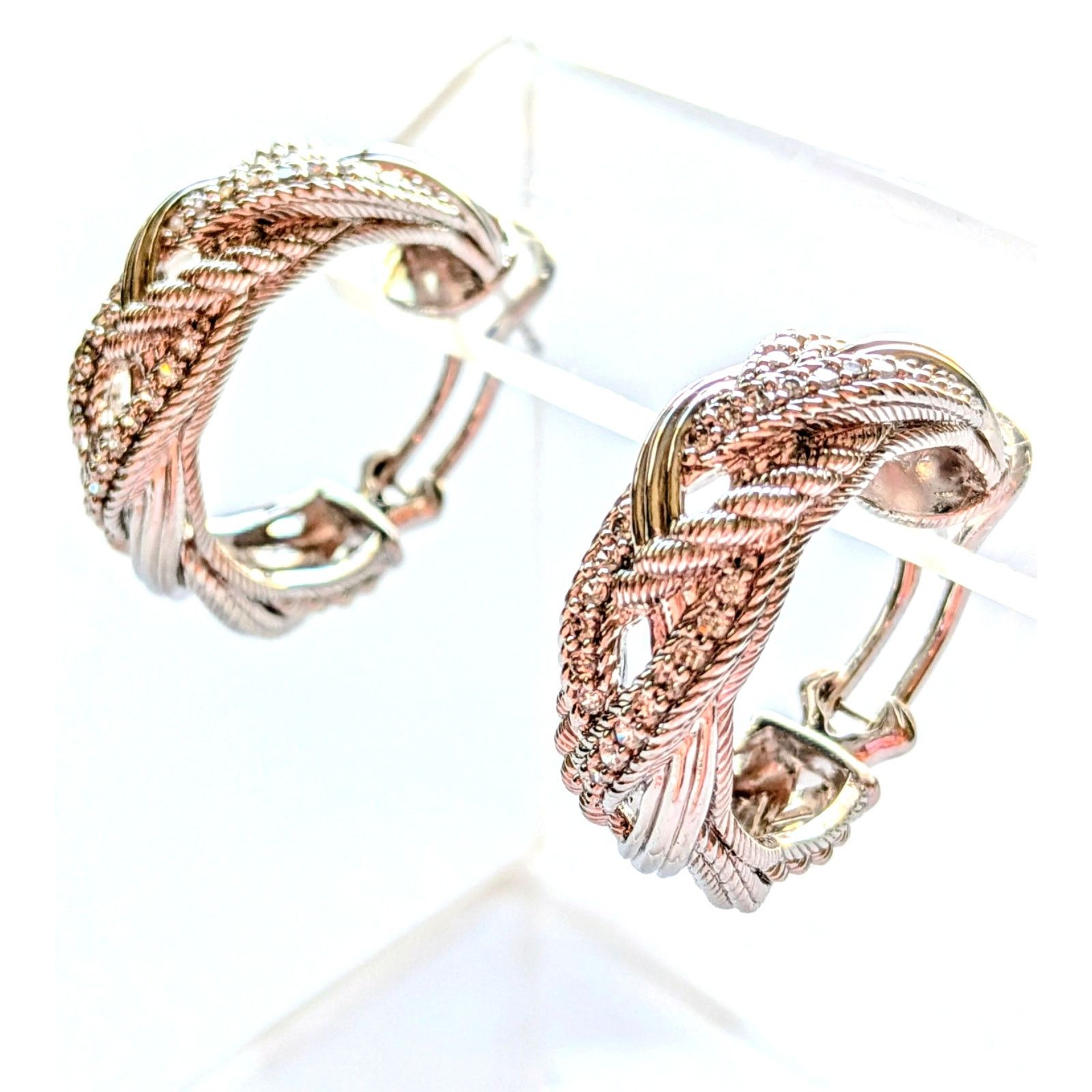 Judith Ripka Judith Ripka 925 Sterling Silver CZ Hoop Earrings 1in Size ONE SIZE - 5 Thumbnail