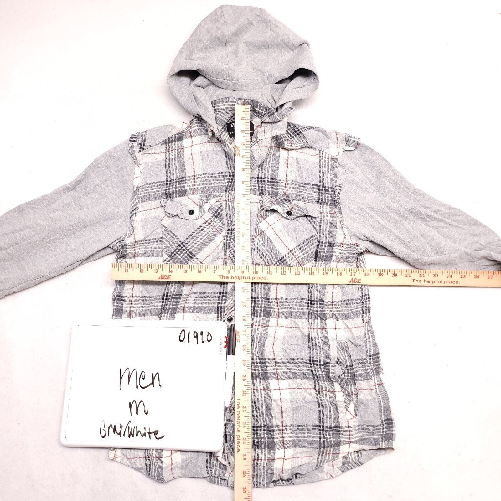 Empyre Empyre Casual Long Sleeve Hoodie Mens Size M Gray Plaid Size US M / EU 48-50 / 2 - 6 Thumbnail