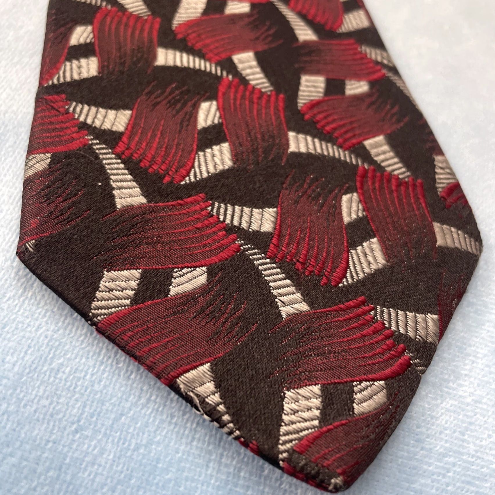 Vintage VINTAGE Carlo Palazzi Tie 100% Italian Silk Black Red Geometric Valentine Mens One Size 59" Adjustable Handmade Size ONE SIZE - 4 Thumbnail
