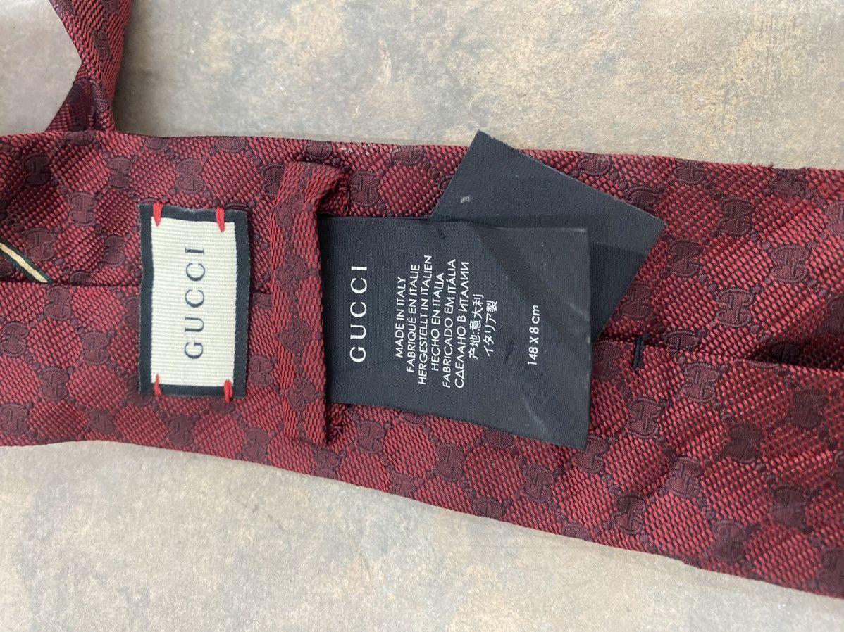 Designer × Gucci GUCCI MONOGRAM NECKTIE MAROON RARE Size ONE SIZE - 7 Thumbnail