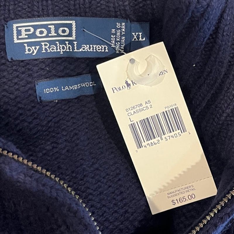 Polo Ralph Lauren NWT VTG NOS Polo Ralph Lauren Wool Mock Full Zip Sweater Size US XL / EU 56 / 4 - 5 Thumbnail