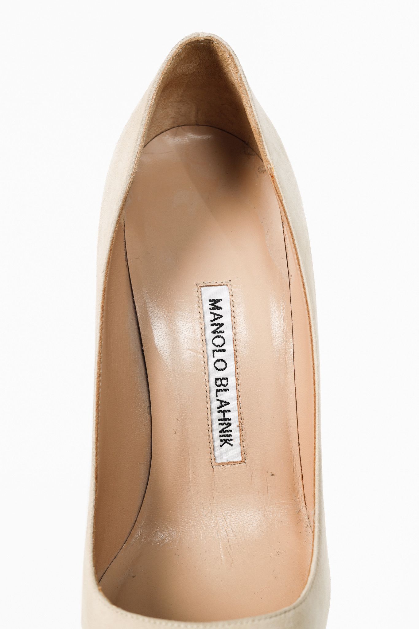 Manolo Blahnik Manolo Blahnik BB Beige Suede Pointed-Toe Pumps Size US 7 / IT 37 - 8 Thumbnail