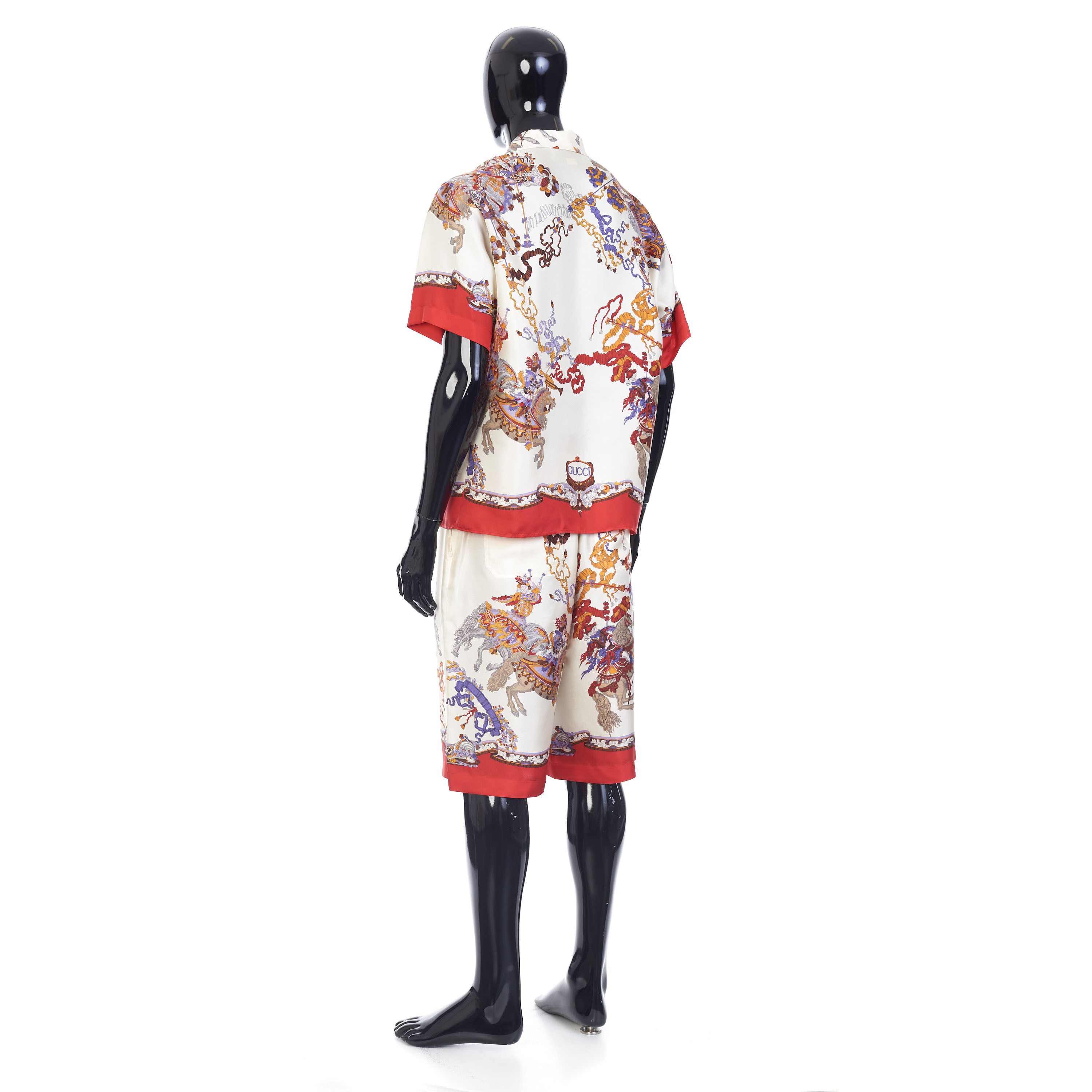 Gucci Bowling Shirt In Ivory And Red Printed Silk Size US M / EU 48-50 / 2 - 4 Thumbnail