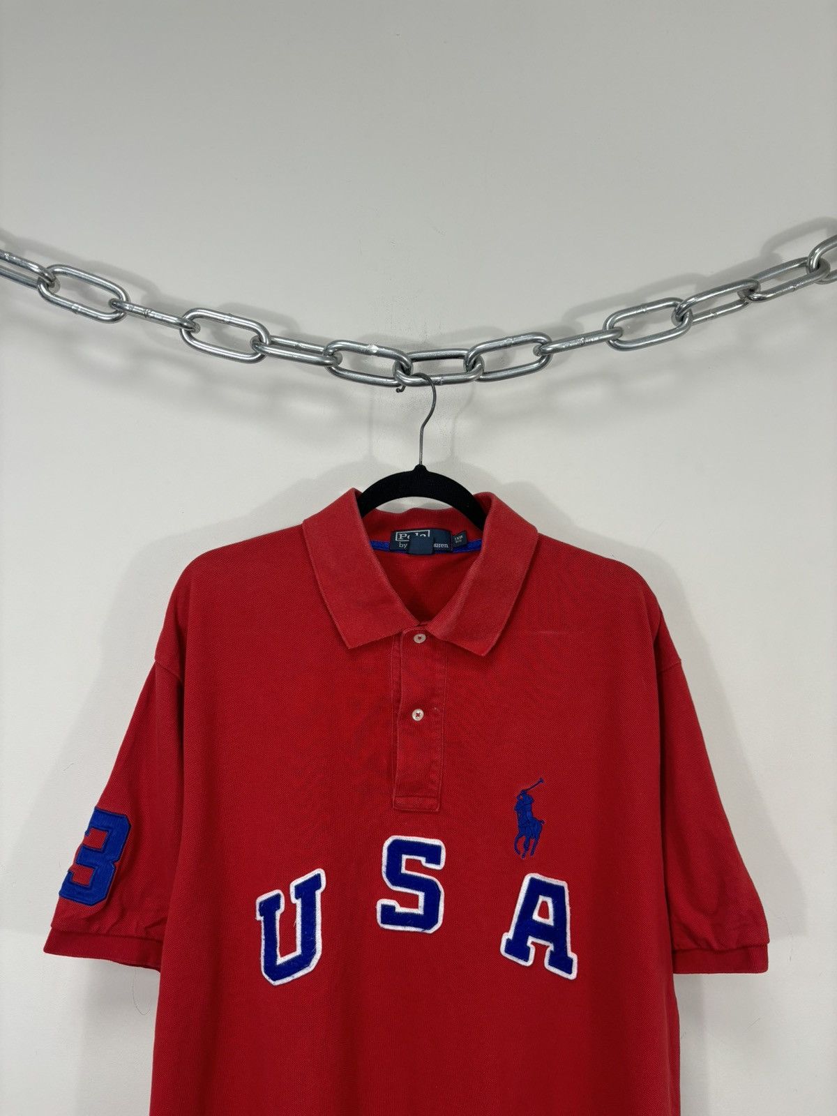 Vintage Polo Ralph Lauren Y2K Big USA Logo Hype Polo Shirt