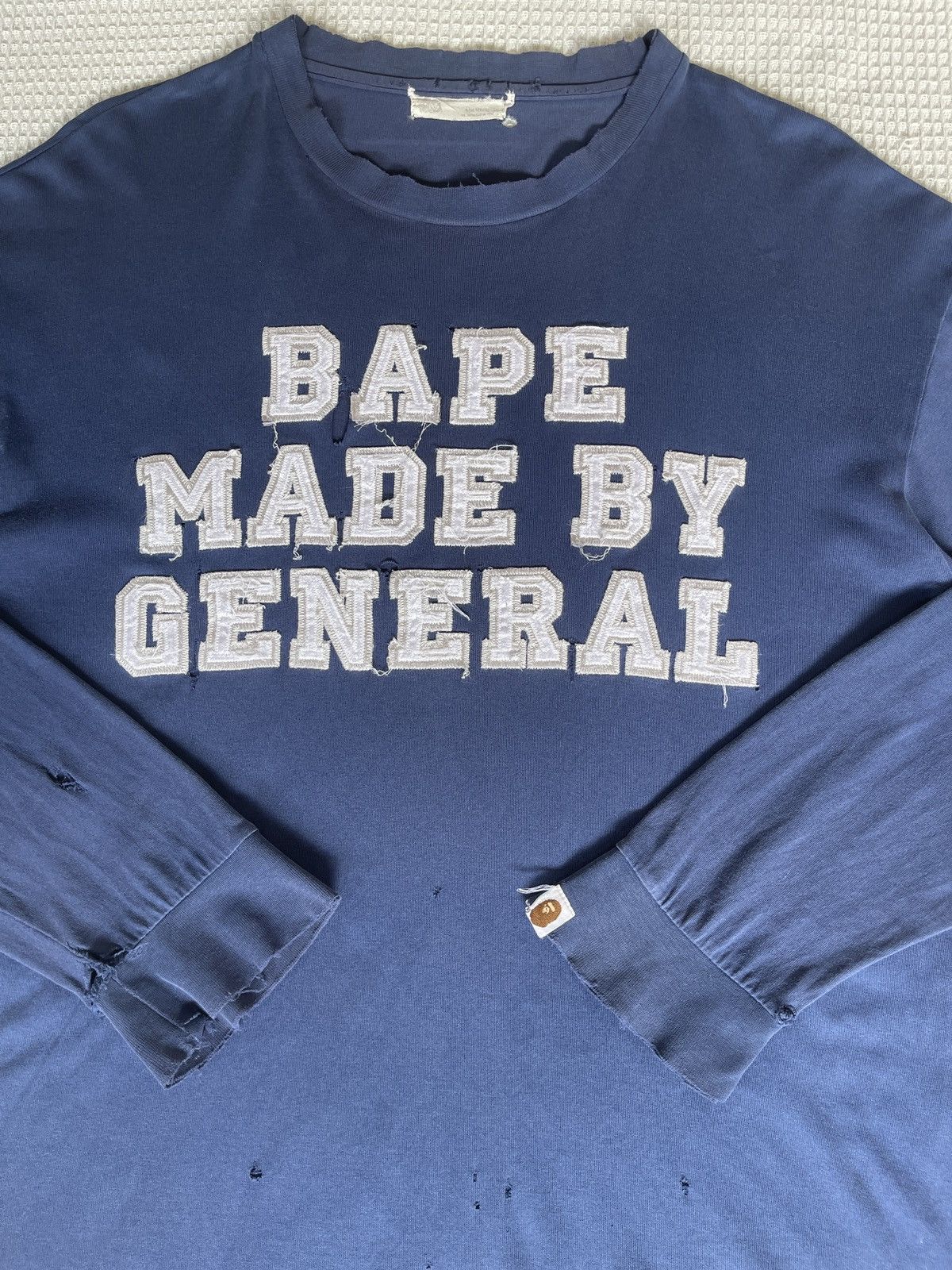 Bape Vintage 90s BAPE MADE BY GENERAL Thrashed Faded Long Sleeve Size US L / EU 52-54 / 3 - 3 Thumbnail