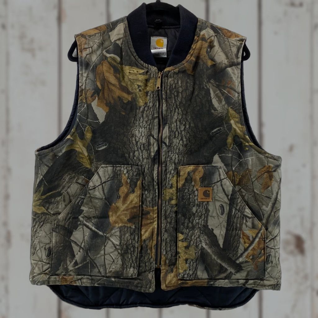 Carhartt VINTAGE Carhartt Vest Mens Large Camouflage Print Camo Real Tree Quilt Lined VTG - Made in the USA - Union Made Size US L / EU 52-54 / 3 - 1 Thumbnail