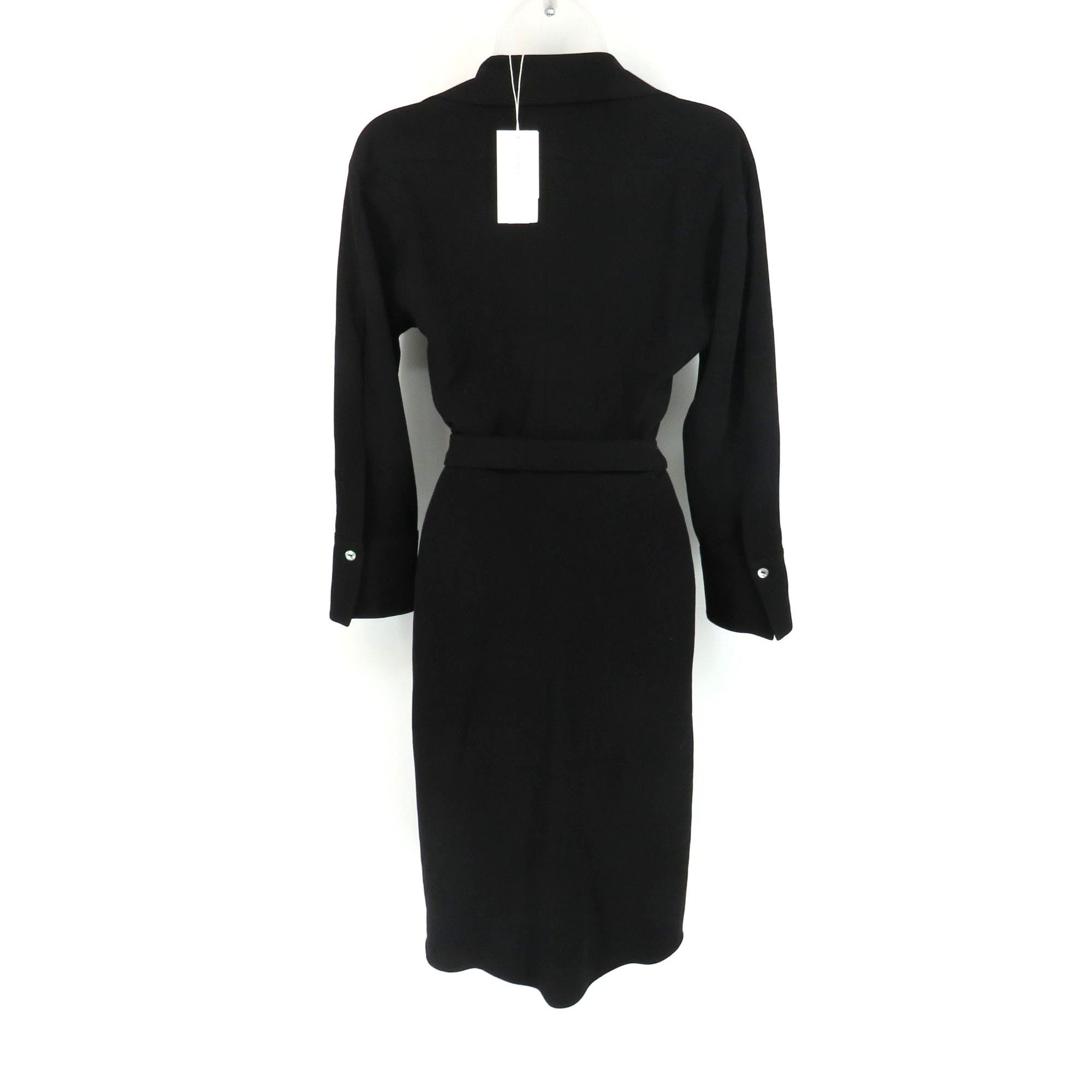 Vince Vince Black Button-Front Midi Dress Belted Waist Collared Ne Size XXS / US 00 / IT 34 - 5 Thumbnail
