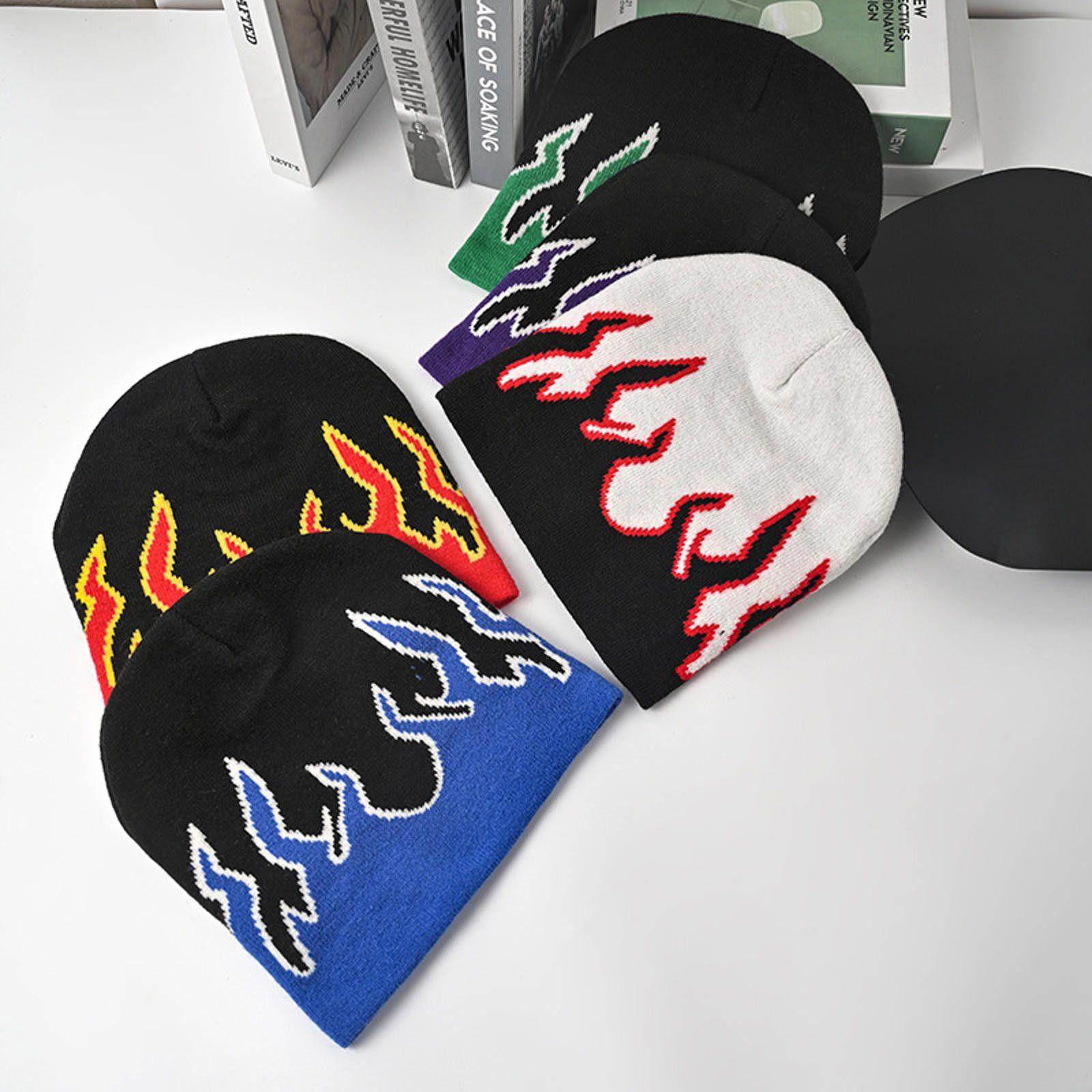 Japanese Brand Flame Graphic Beanie Hat Size ONE SIZE - 10 Thumbnail