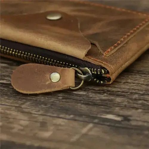 Japanese Brand Men's Handmade Vintage Genuine Leather Coin Purse Wallet Size ONE SIZE - 4 Thumbnail