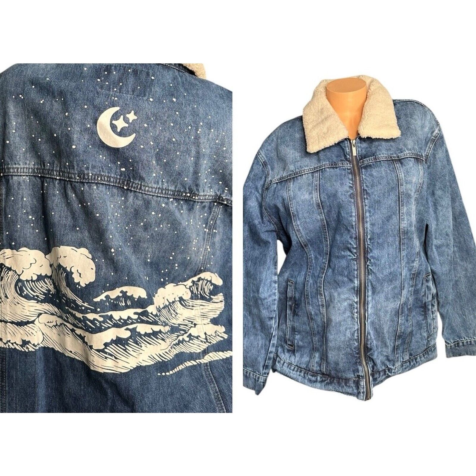 Other Tubbo Moment By The Sea Denim Jean Jacket Sherpa Collar 2XL Size XXL / US 16-18 / IT 52-54 - 1 Thumbnail