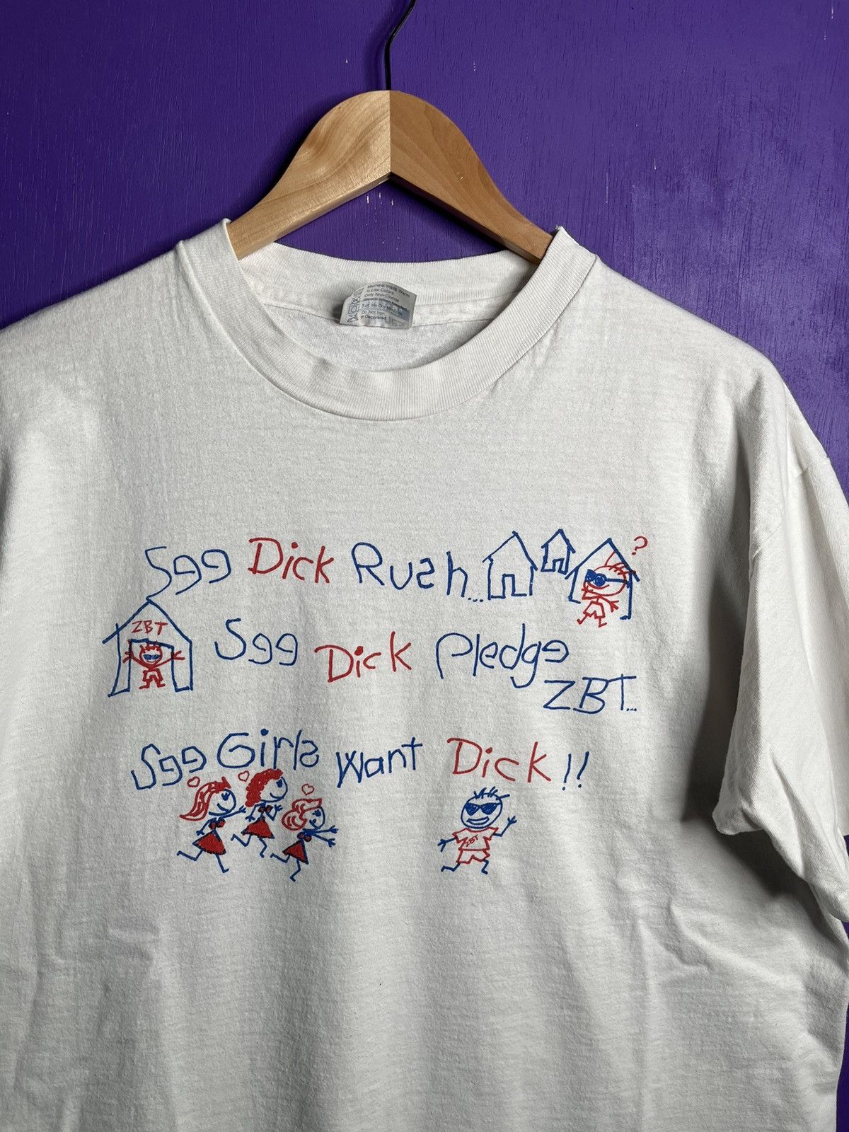 Vintage Vintage 90s “See girls want dick!” Frat rush t-shirt Size US XL / EU 56 / 4 - 3 Thumbnail