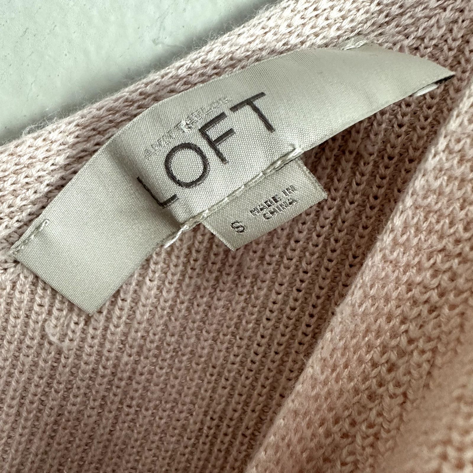 Loft Pink Tie Shoulder Ribbed Sweater Top S Size S / US 4 / IT 40 - 5 Thumbnail