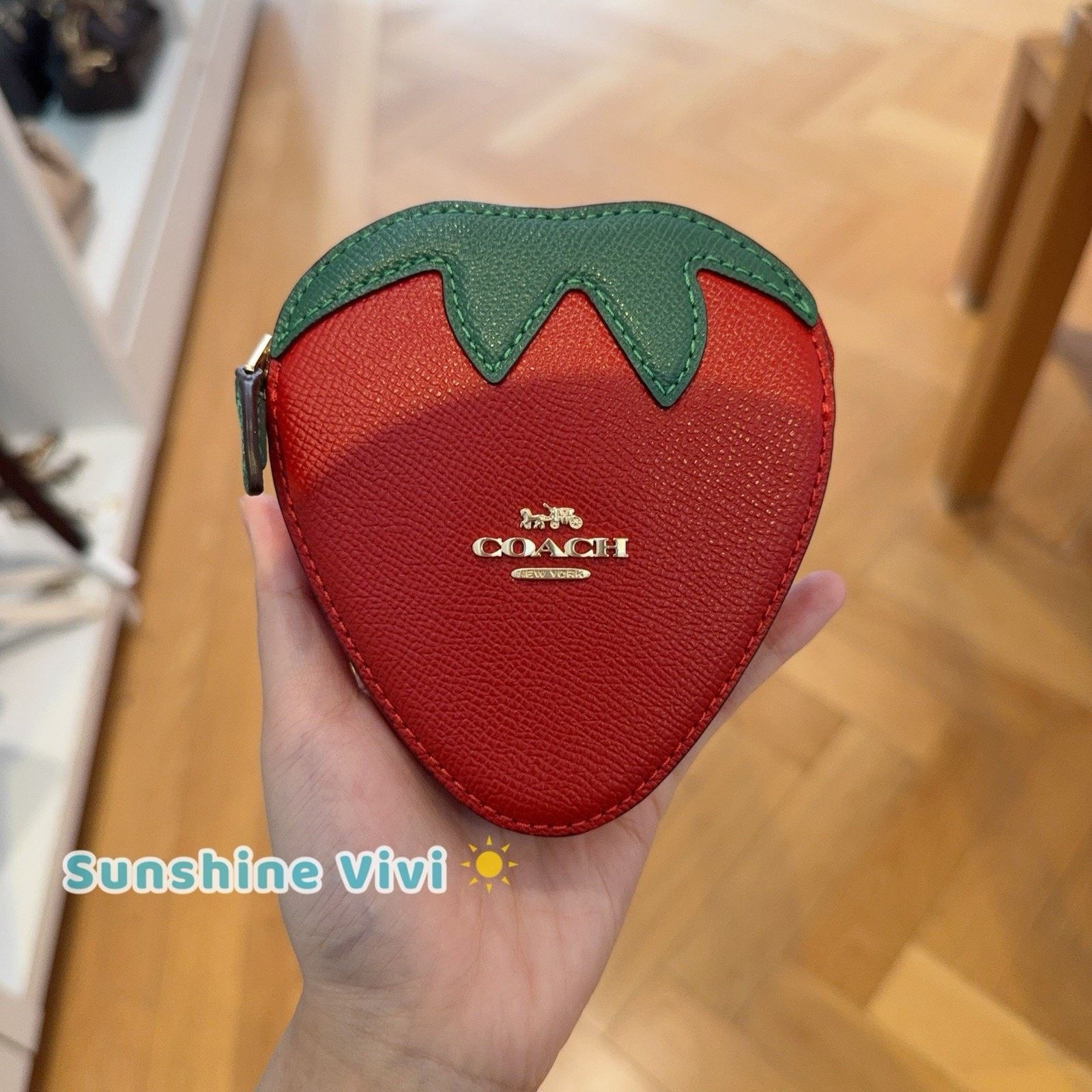 Coach NWT Coach Outlet Strawberry Coin Purse CAN28 Gold/Bold Red Size ONE SIZE - 1 Thumbnail